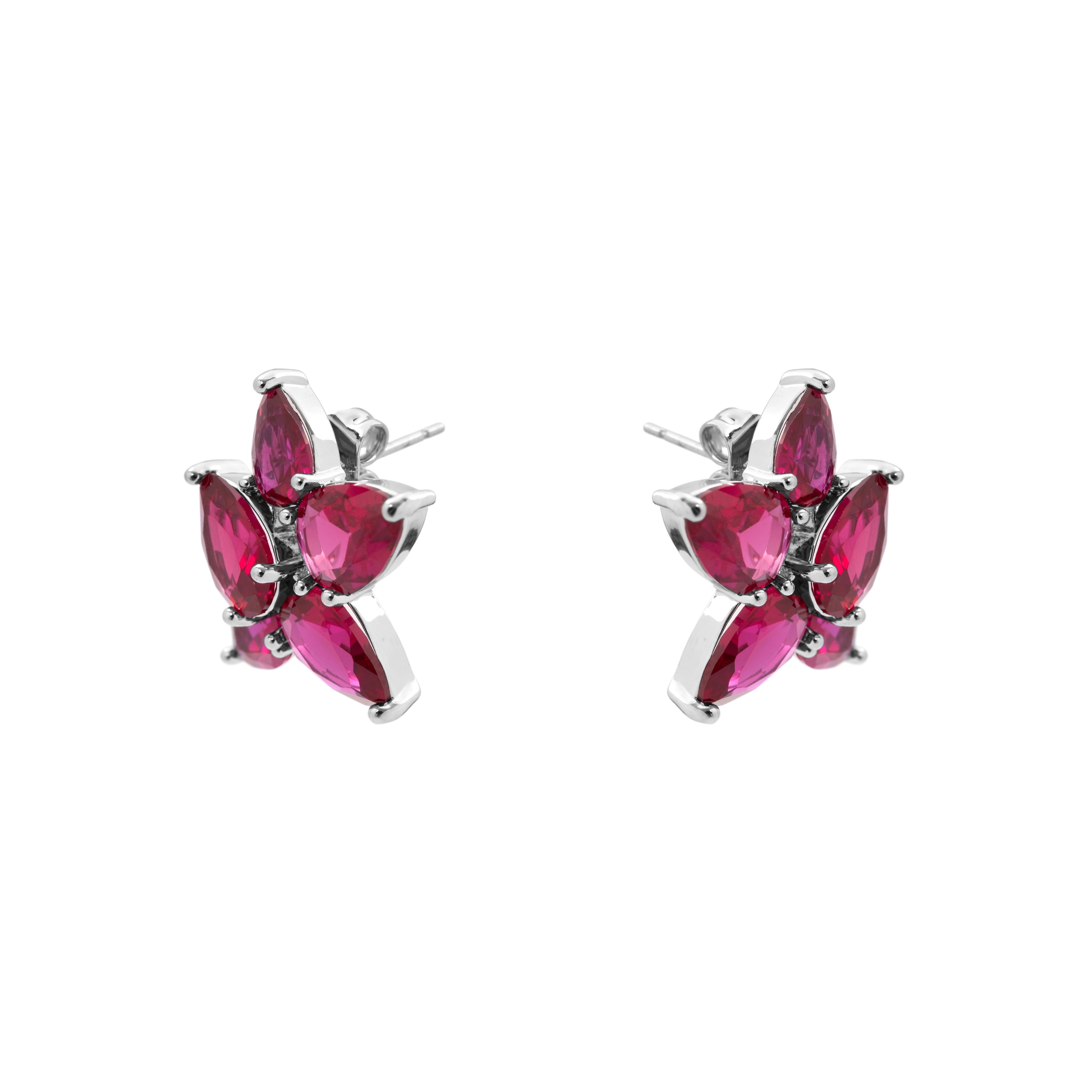 Pendientes de Circonita rosa acabado en rodio - Lynor
