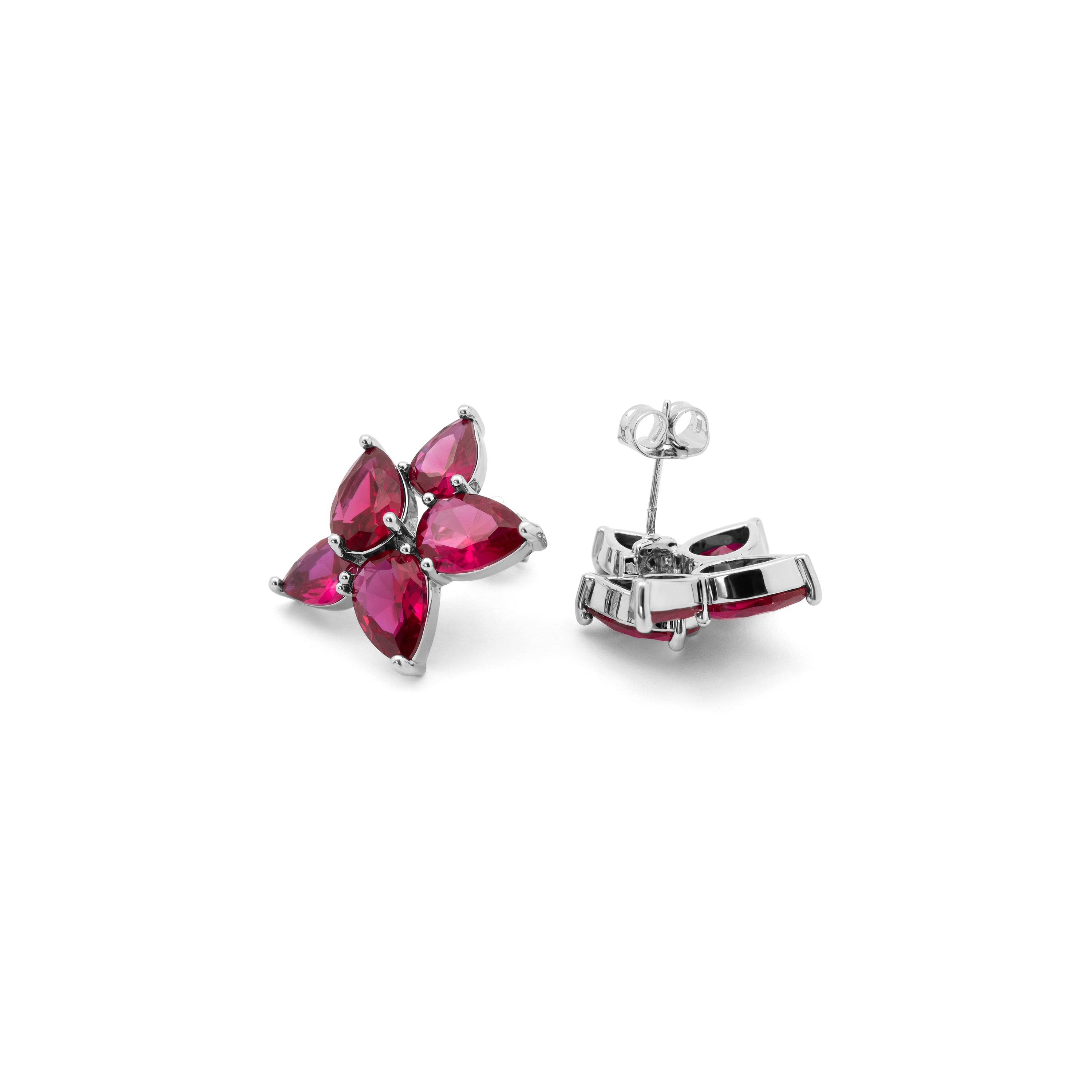 Pendientes de Circonita rosa acabado en rodio - Lynor