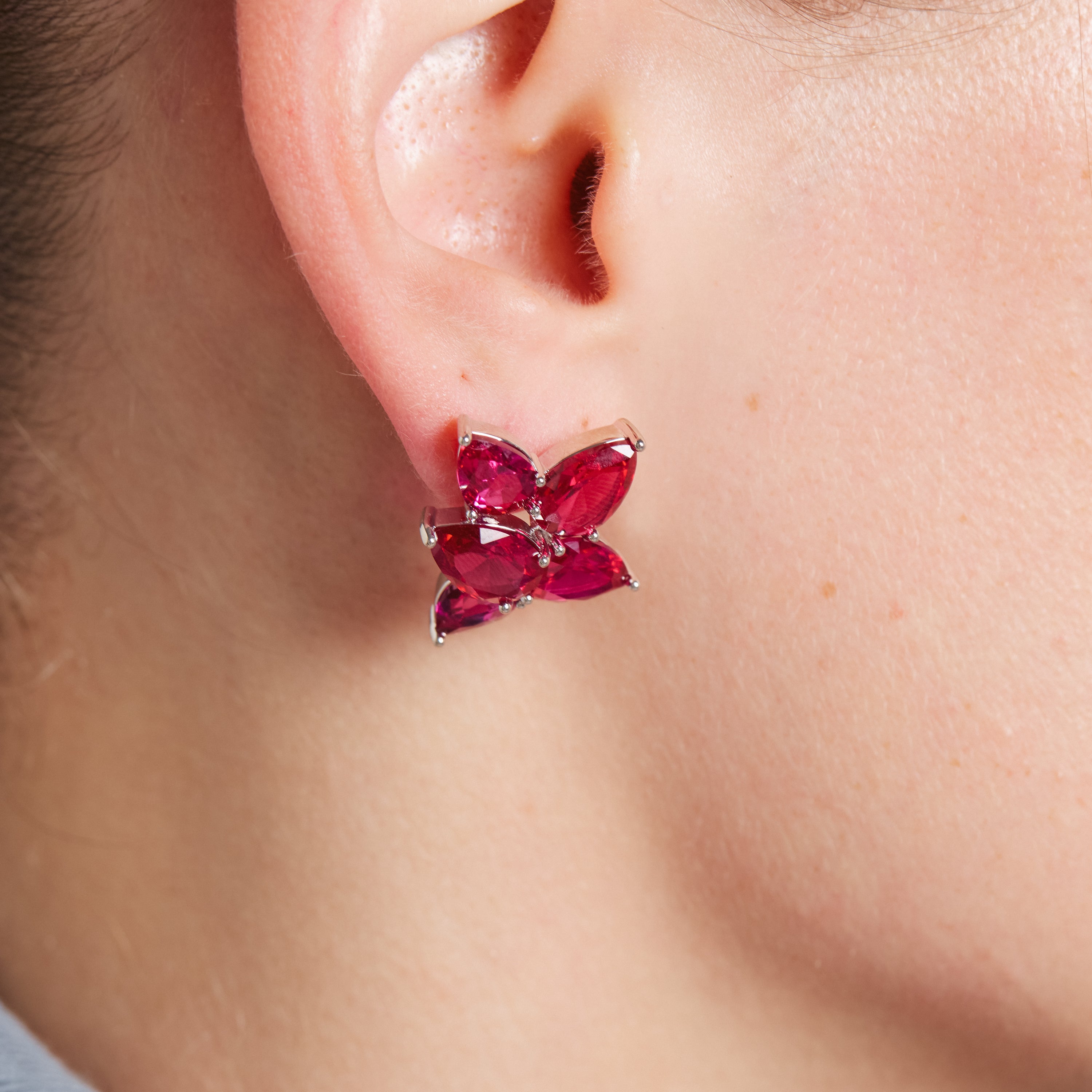Pendientes de Circonita rosa acabado en rodio - Lynor