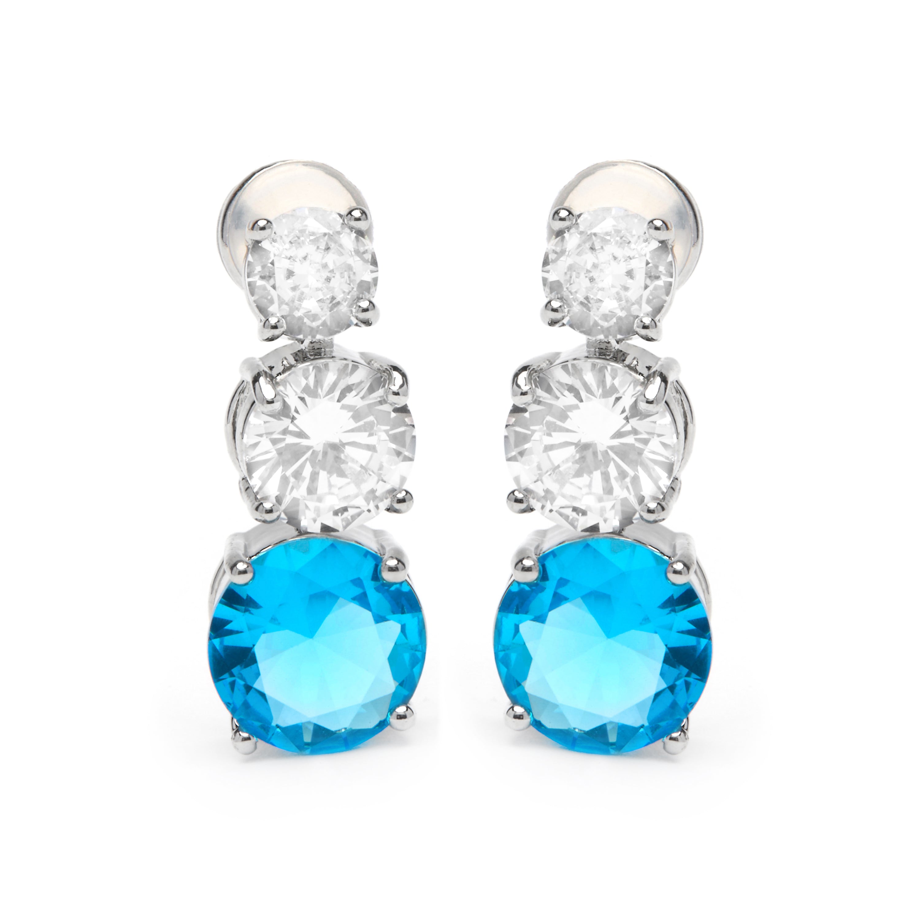 Pendientes con Circonita Topacio Azul acabado plata - Amkru