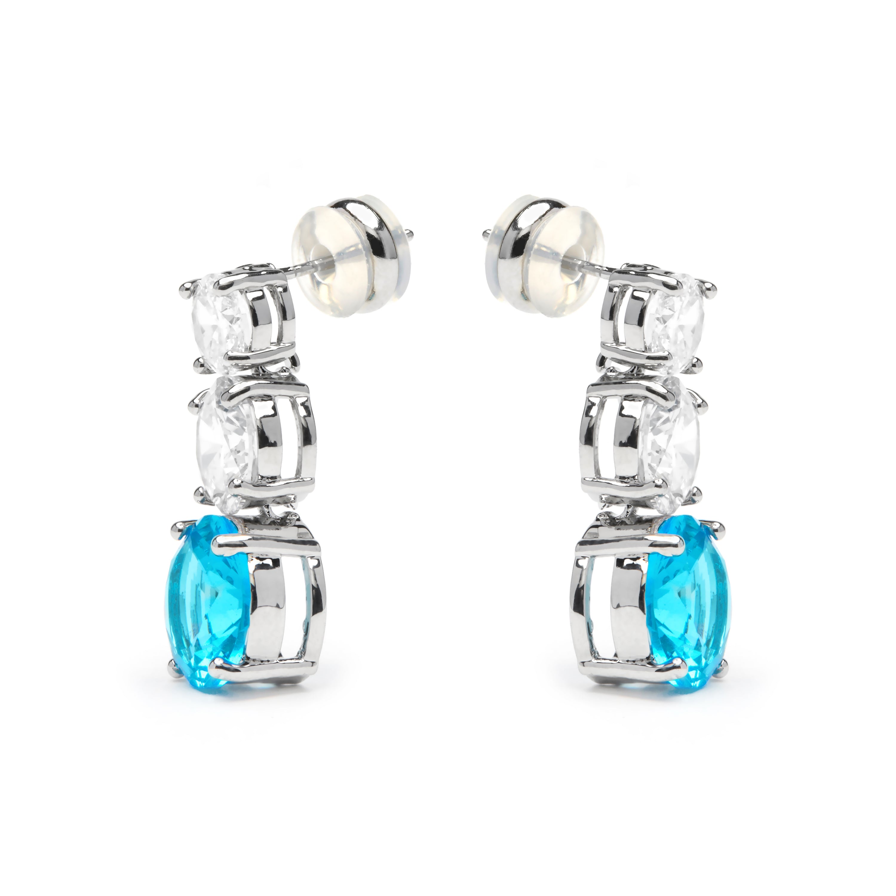 Pendientes con Circonita Topacio Azul acabado plata - Amkru