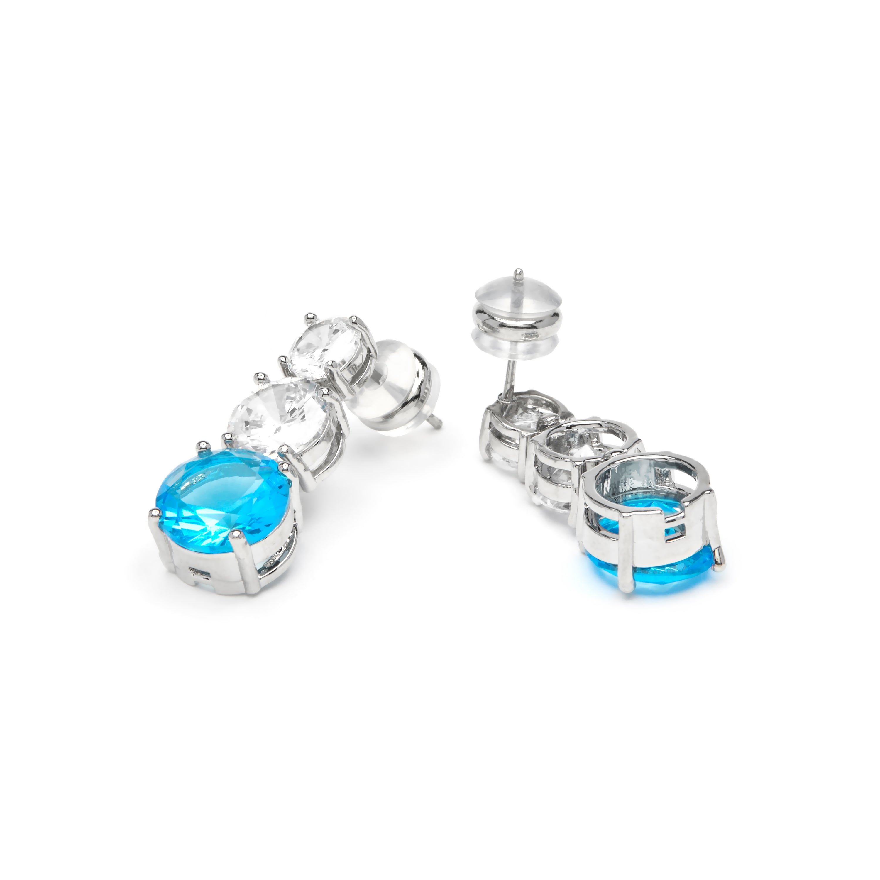 Pendientes con Circonita Topacio Azul acabado plata - Amkru