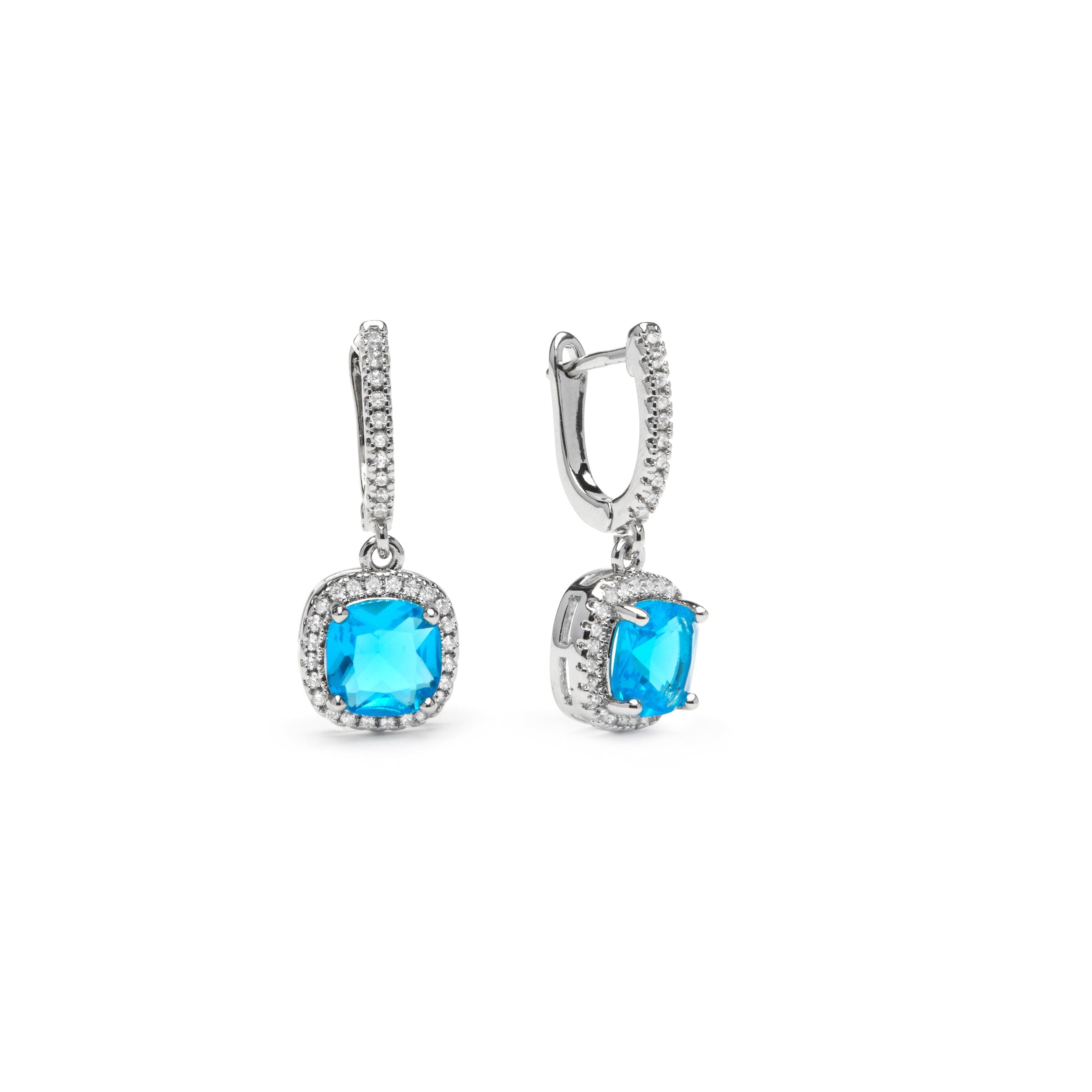 Orecchini con Zirconia Topazio Blu finitura argento - Kada