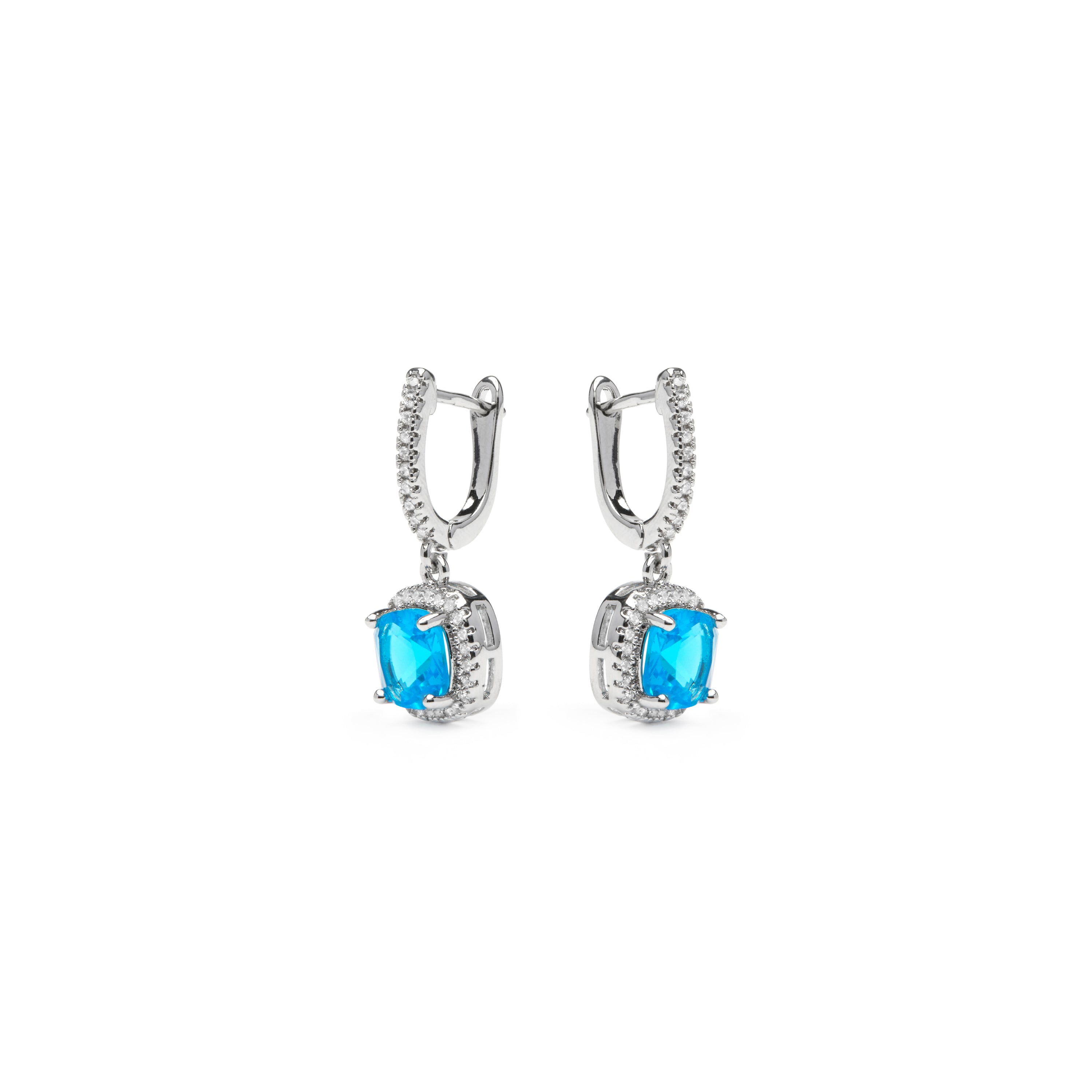 Orecchini con Zirconia Topazio Blu finitura argento - Kada