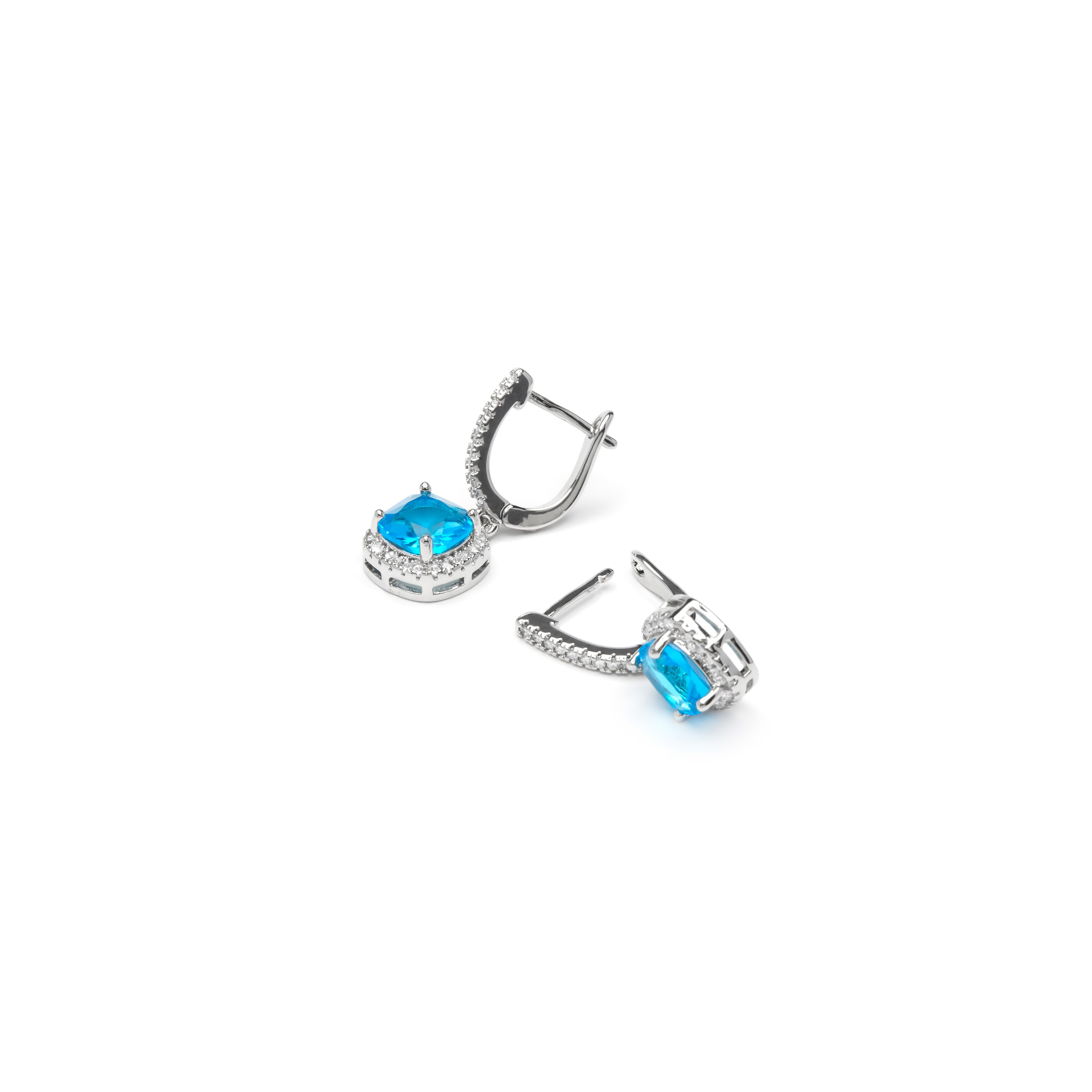 Orecchini con Zirconia Topazio Blu finitura argento - Kada