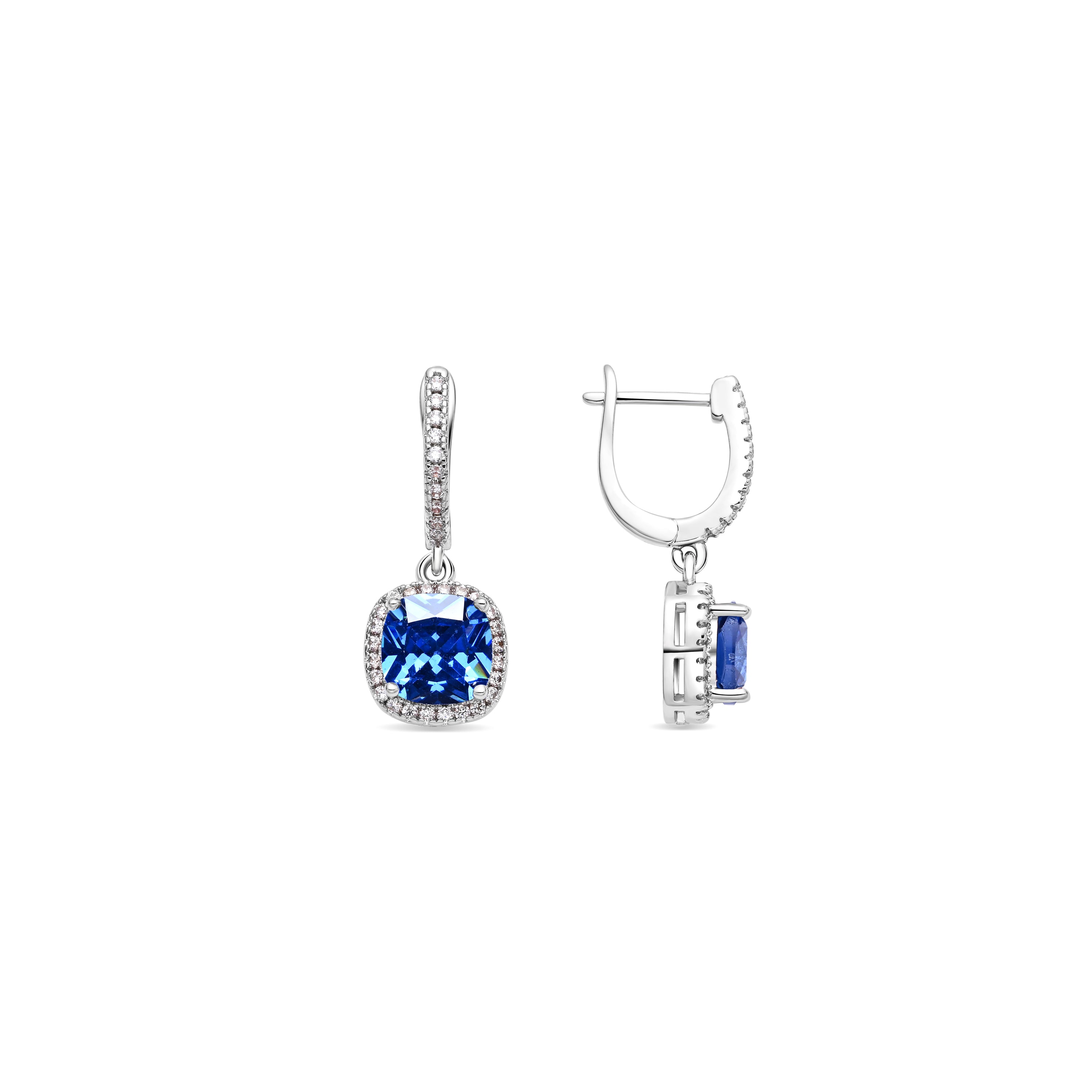 Boucles d'oreilles en zirconium tanzanite finition rhodium - Kada