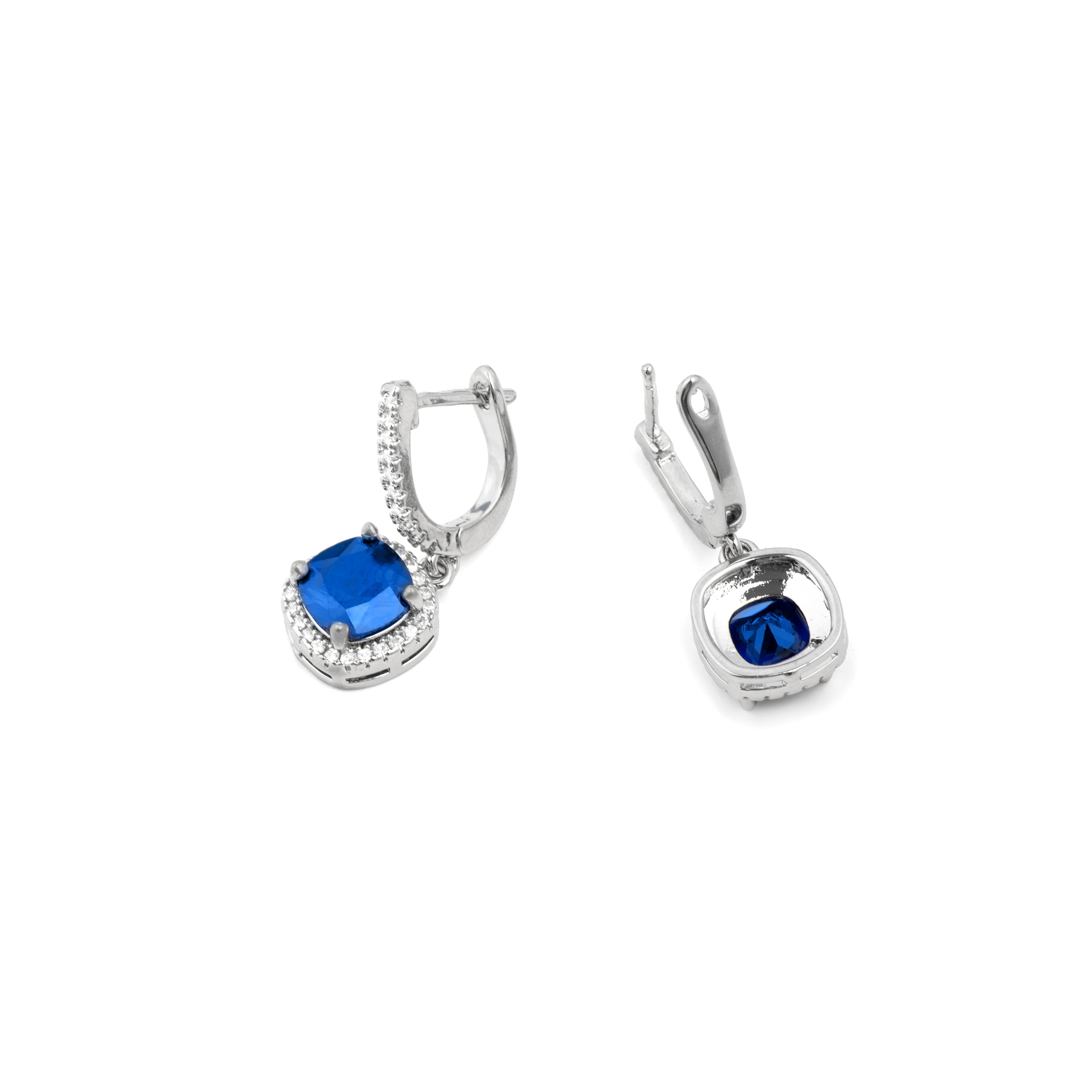Boucles d'oreilles en zirconium tanzanite finition rhodium - Kada