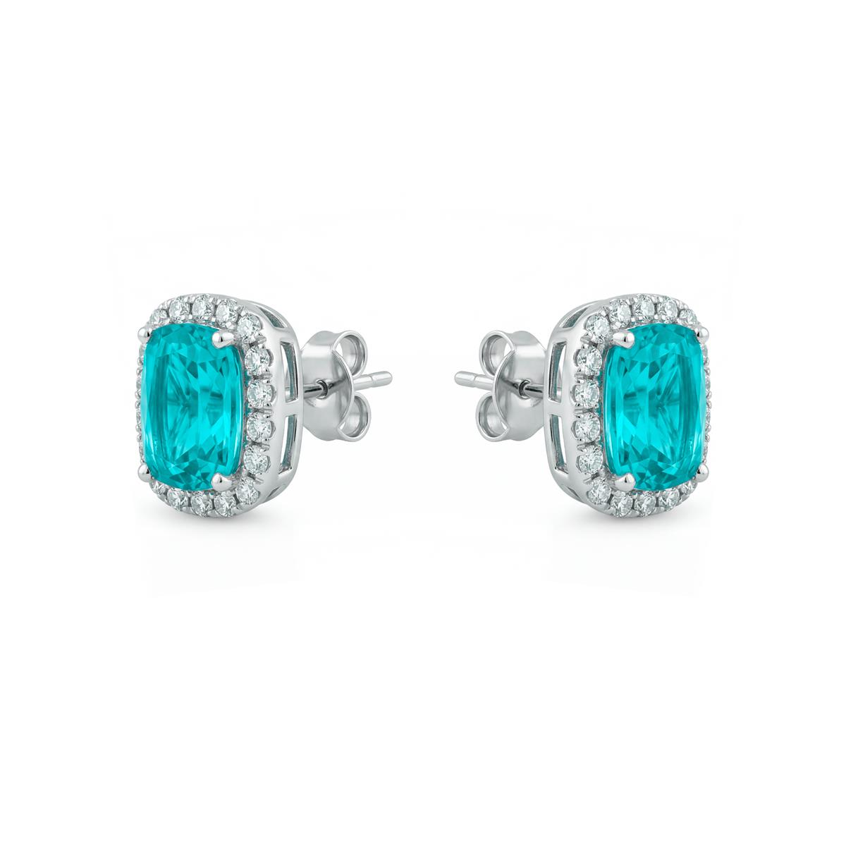 Boucles d'oreilles en quartz hydrothermal vert Paraiba finition rhodium - Lynor