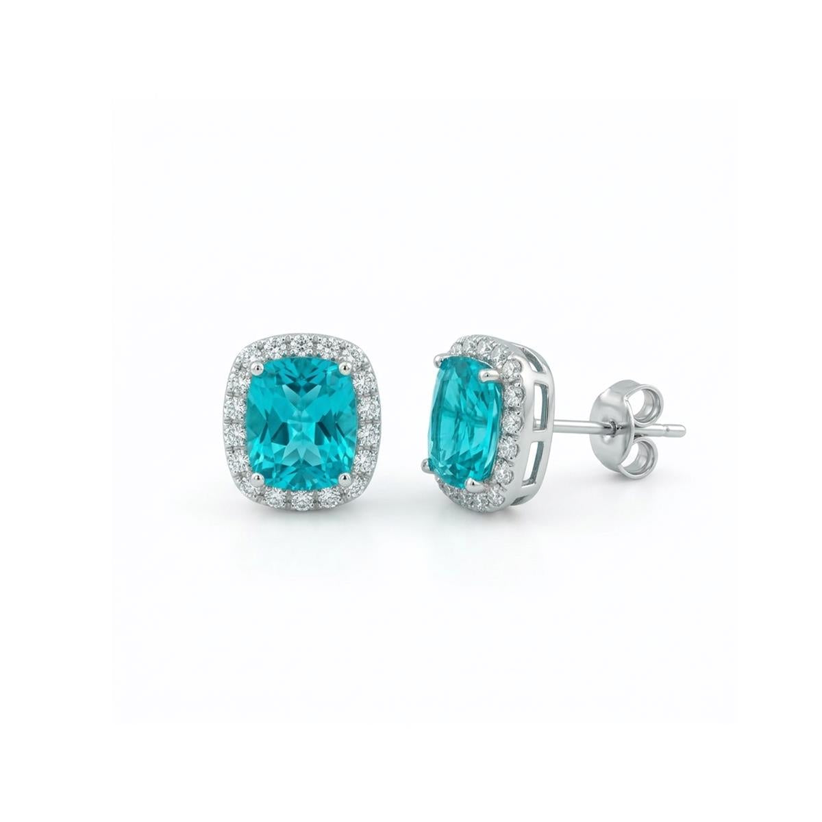 Boucles d'oreilles en quartz hydrothermal vert Paraiba finition rhodium - Lynor