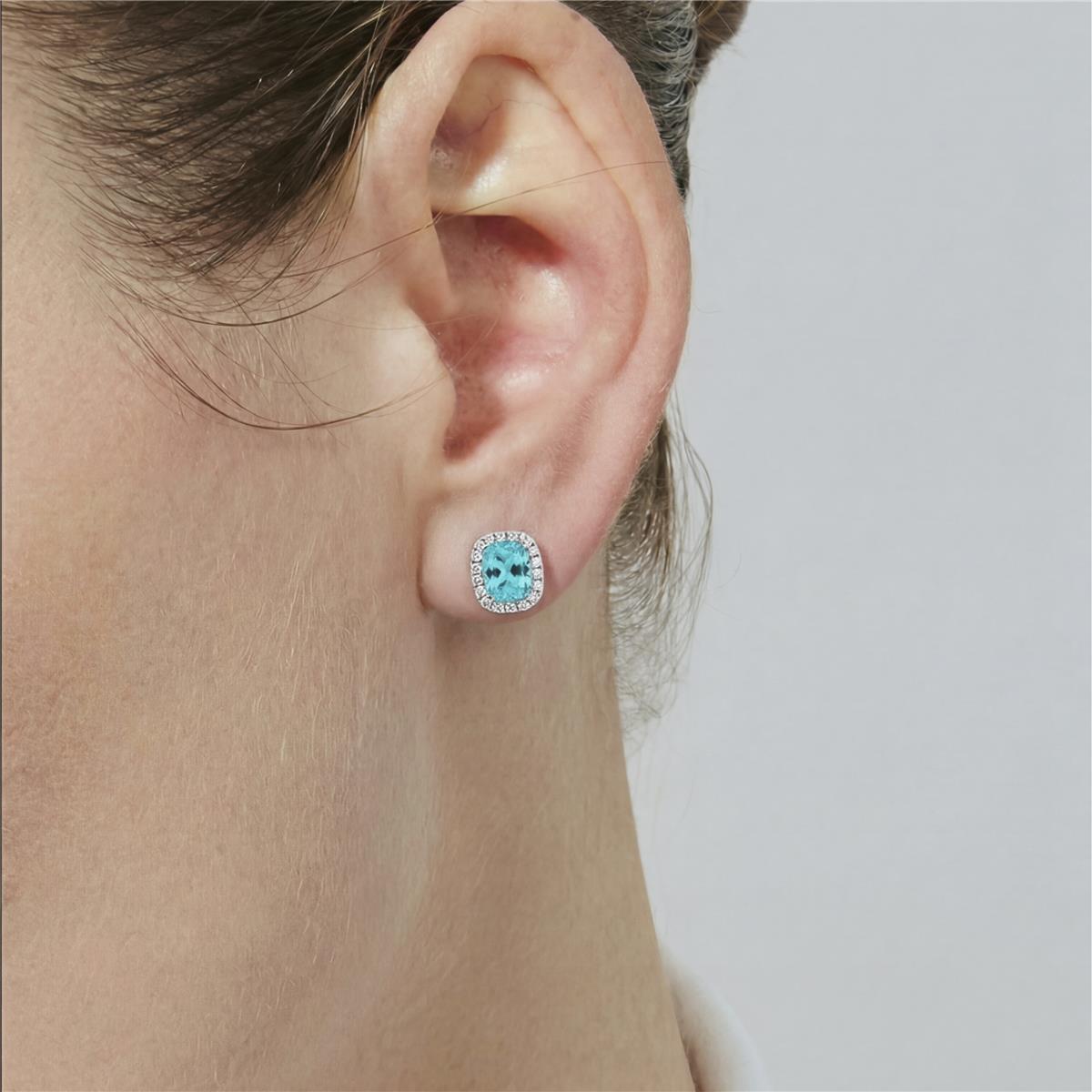 Boucles d'oreilles en quartz hydrothermal vert Paraiba finition rhodium - Lynor