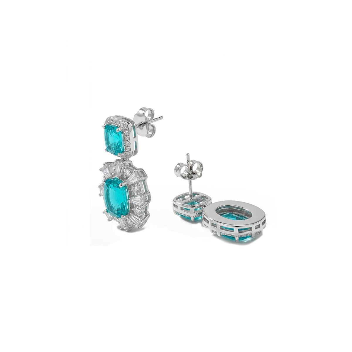 Boucles d'oreilles en quartz hydrothermal vert Paraiba finition rhodium - Danaz