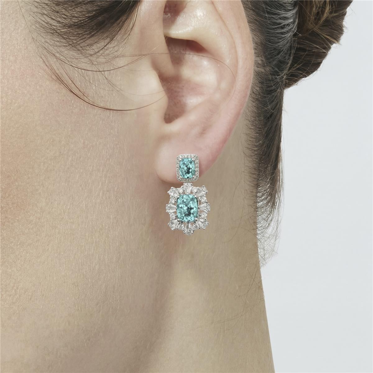 Boucles d'oreilles en quartz hydrothermal vert Paraiba finition rhodium - Danaz