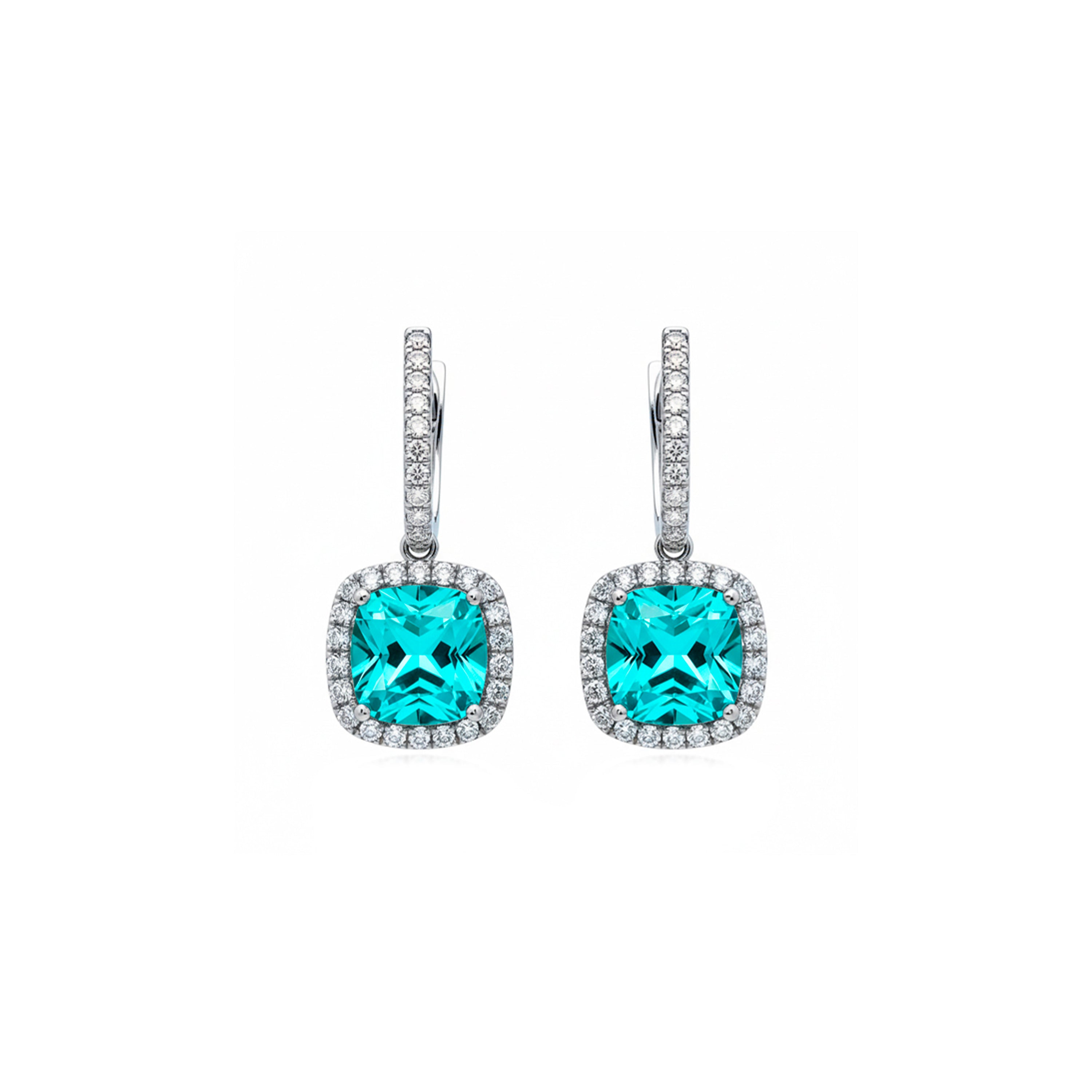 Grüne Paraiba Hydrothermalquarz-Ohrringe mit Rhodium-Finish - Afrons