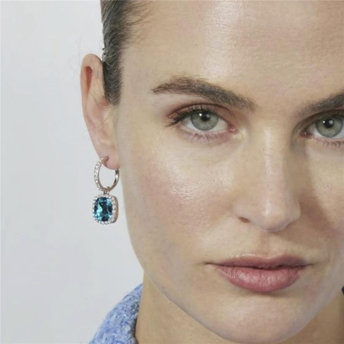 Boucles d'oreilles en quartz hydrothermal vert Paraiba finition rhodium - Afrons