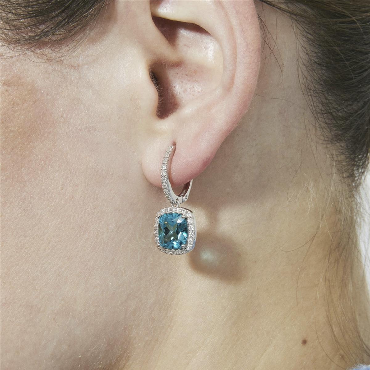 Boucles d'oreilles en quartz hydrothermal vert Paraiba finition rhodium - Afrons