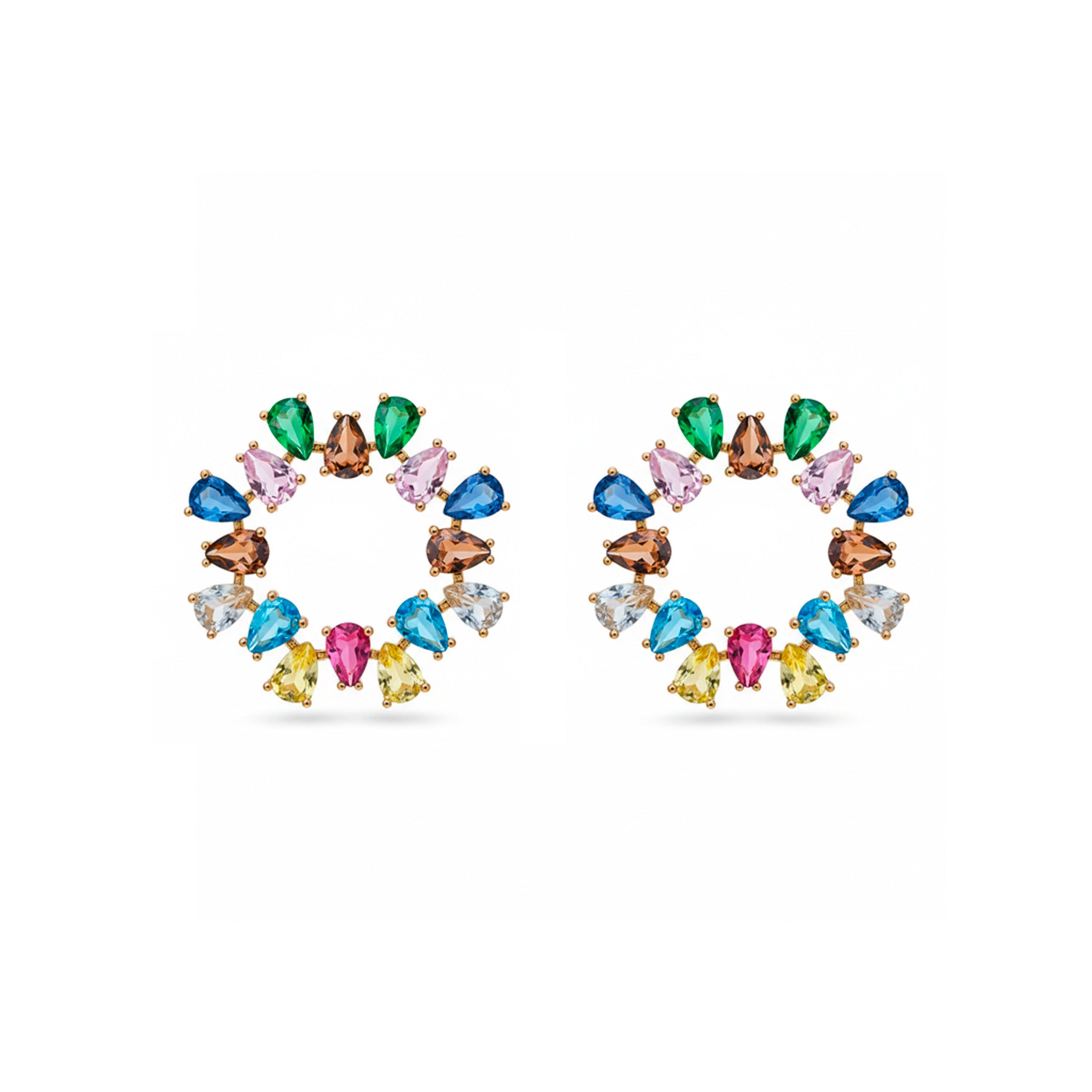 Brincos de Zircónia Multicolor com acabamento em ródio - Bodet