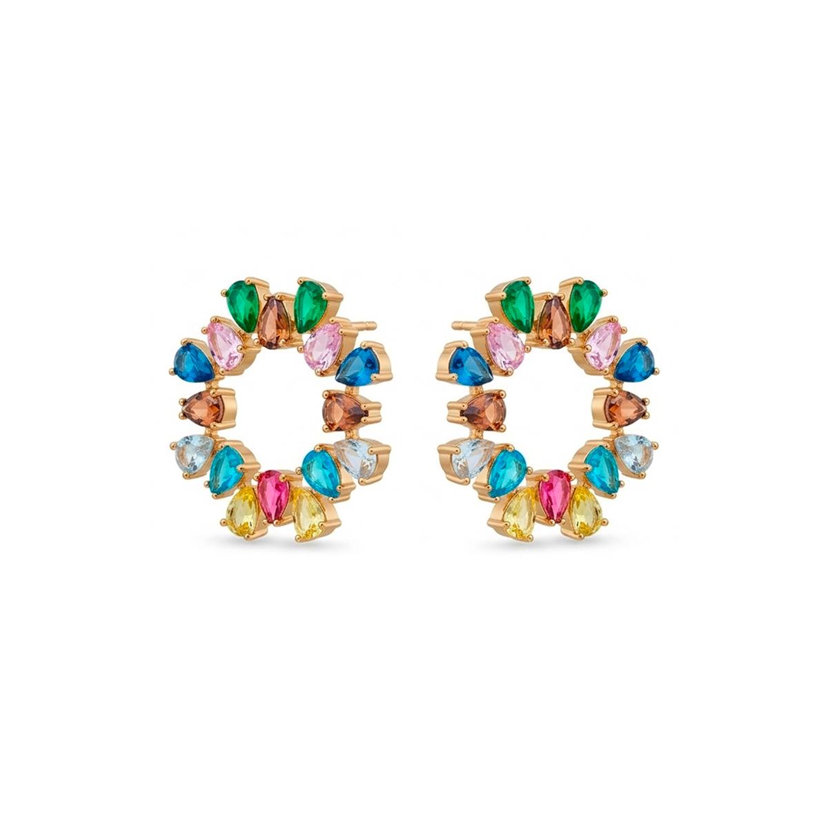 Boucles d'oreilles en zircon multicolore finition rhodium - Bodet