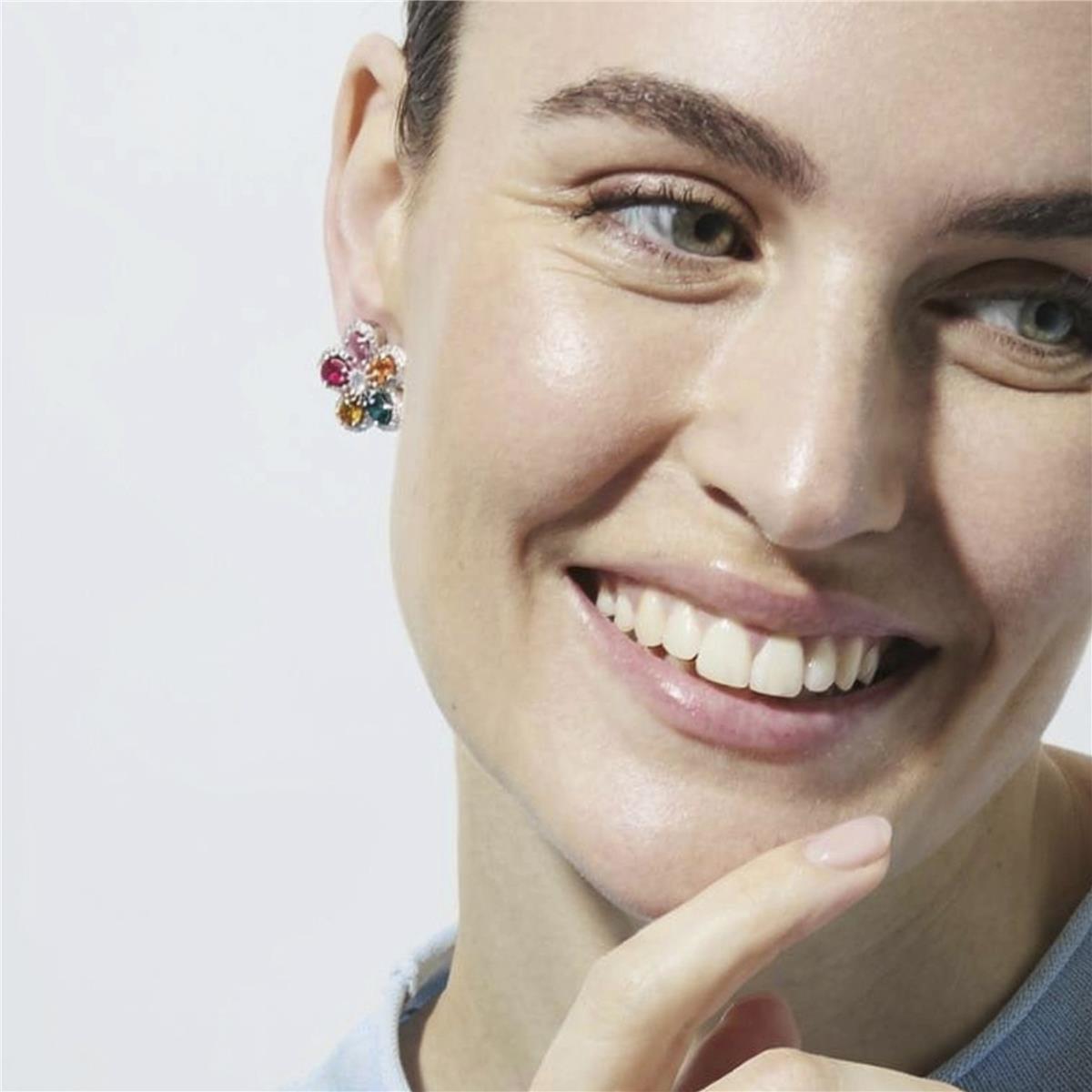 Multicolor Cubic Zirconia Earrings with Rhodium Finish - Raxbou