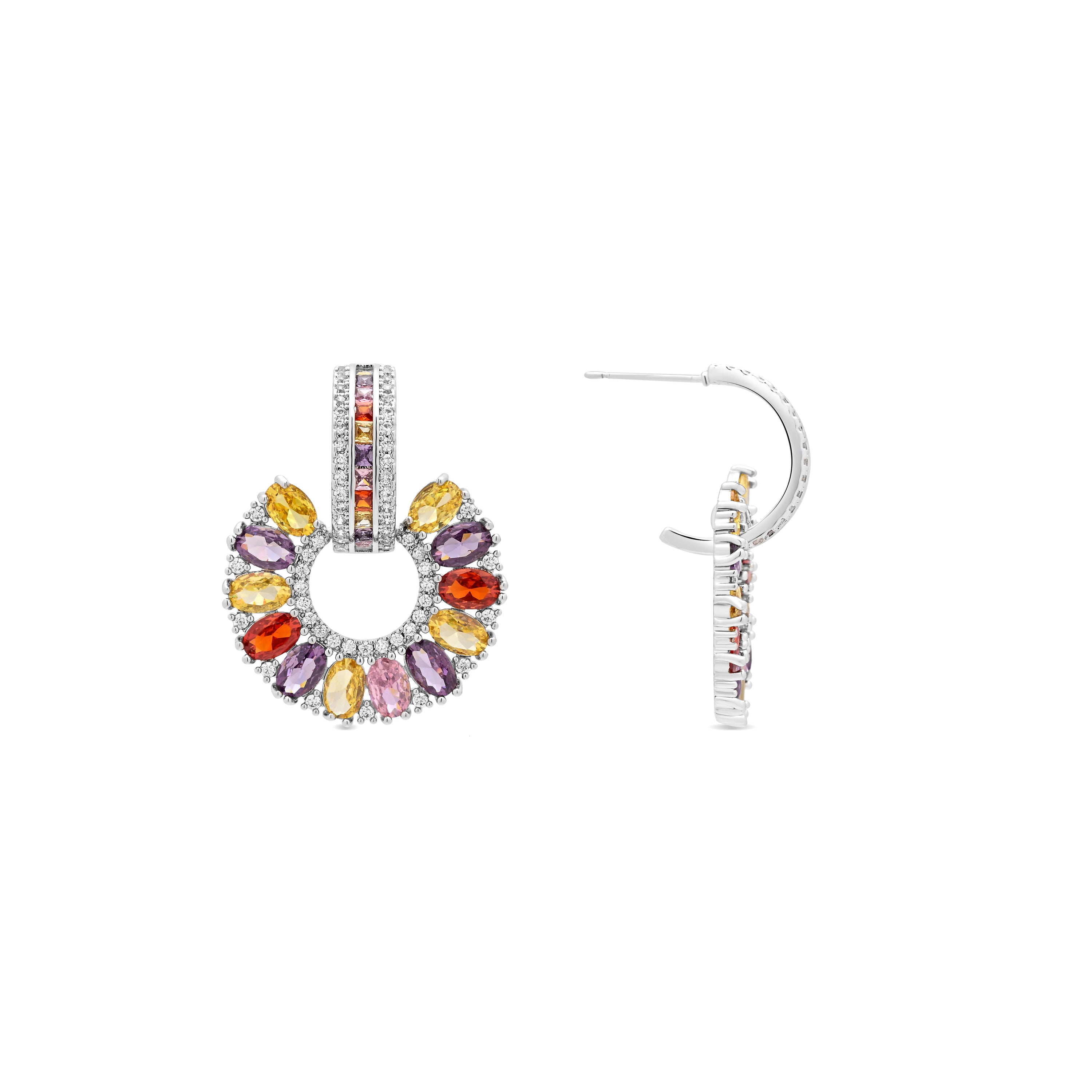 Pendientes de Circonita Multicolor Acabado En Plata - Chaxa
