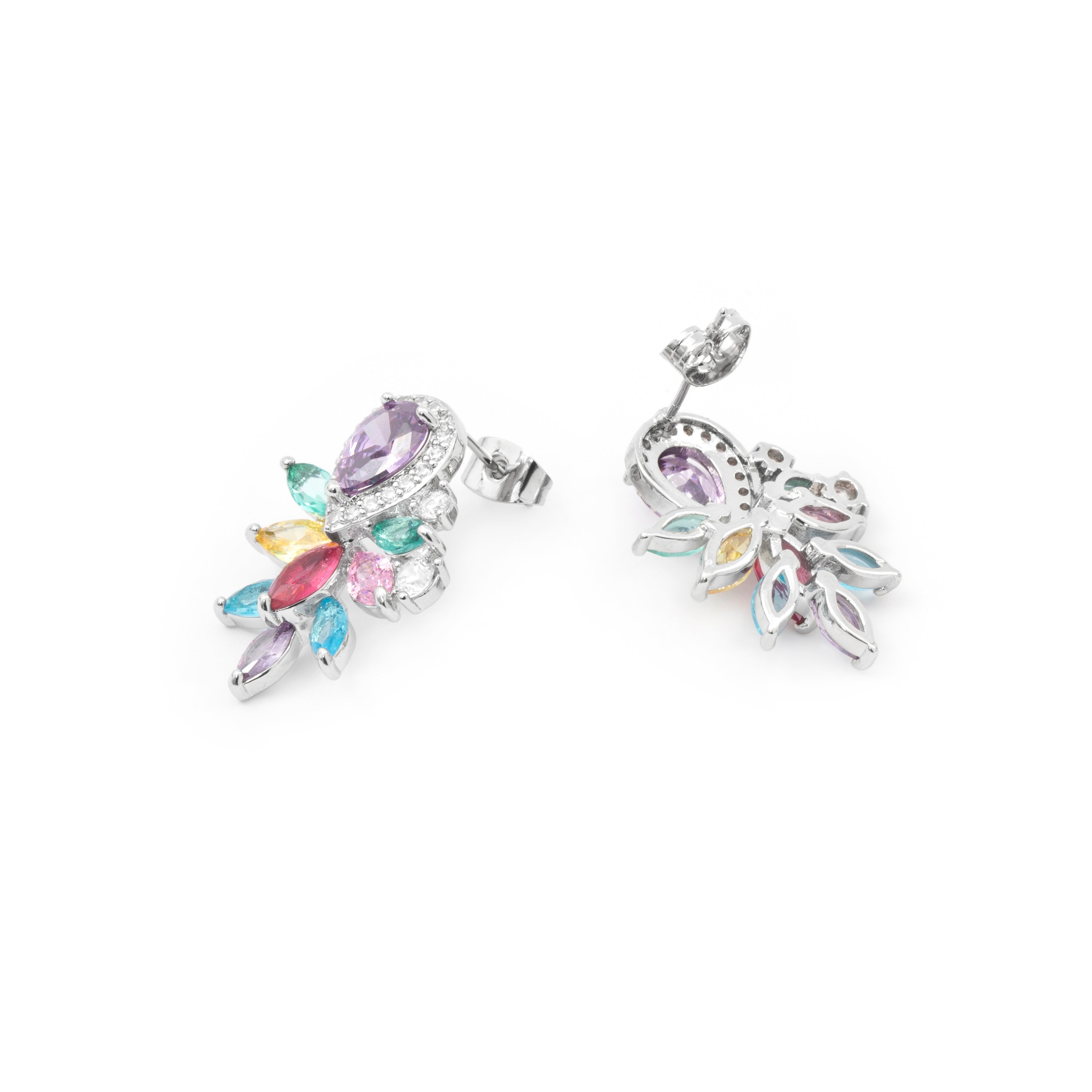 Boucles d'oreilles en zircon multicolore finition argent - Furath