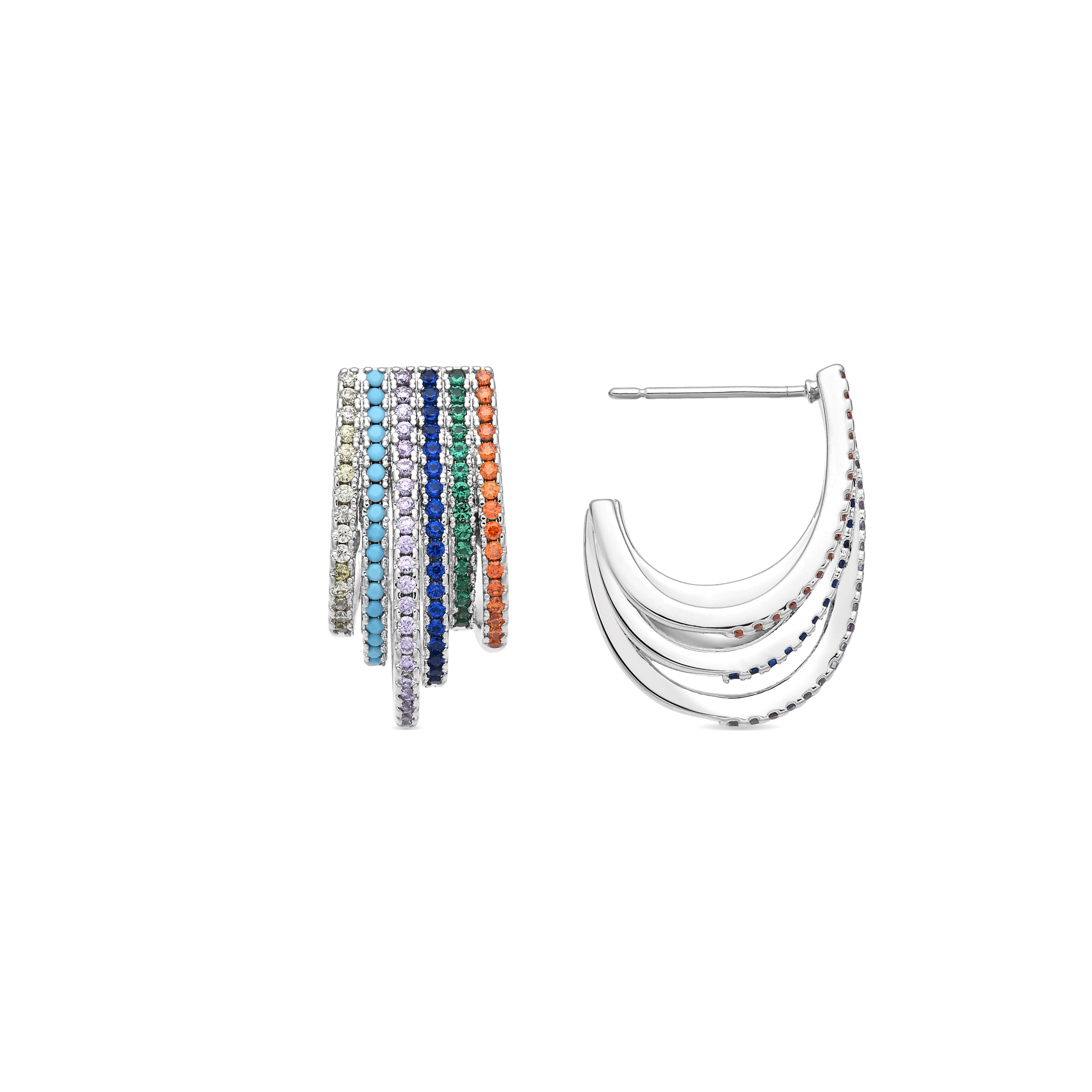 Multifarbene Zirkonia-Ohrringe mit Silber-Finish - Negal