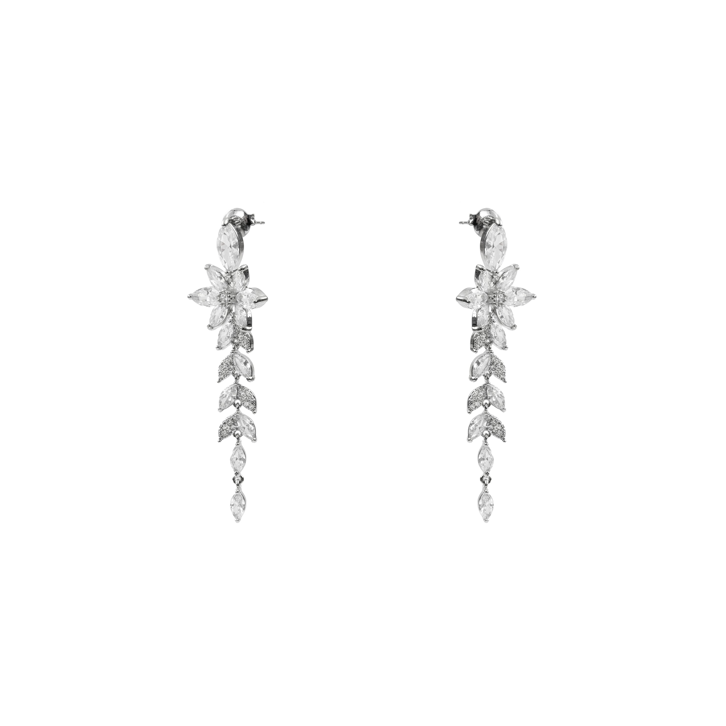 Pendientes de Circonita Brillante acabado en rodio - Thar