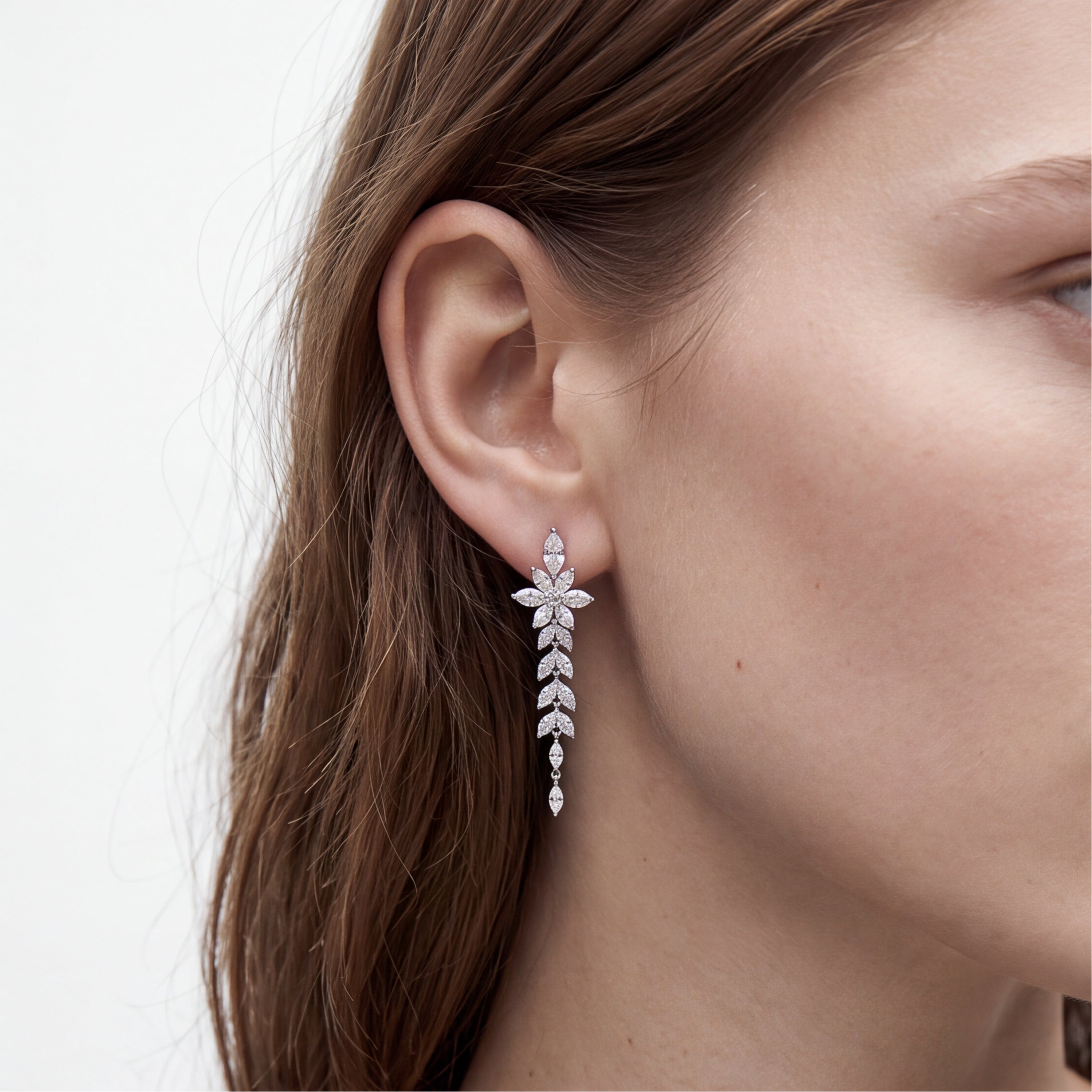 Pendientes de Circonita Brillante acabado en rodio - Thar
