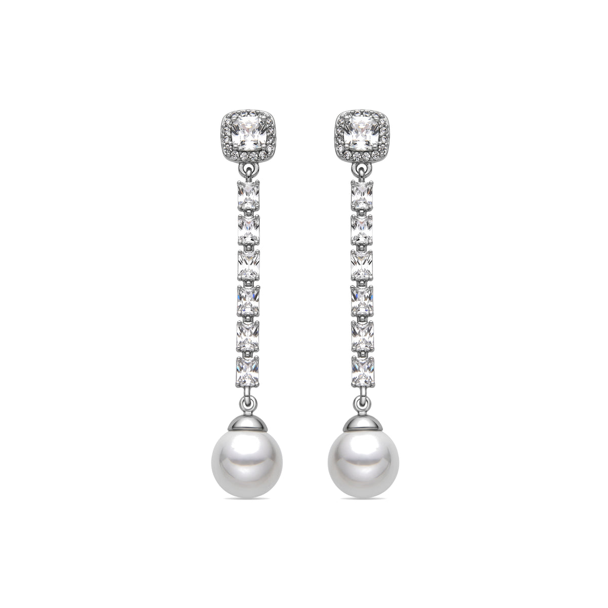 Pendientes con Perla Blanca acabado plata - Otha