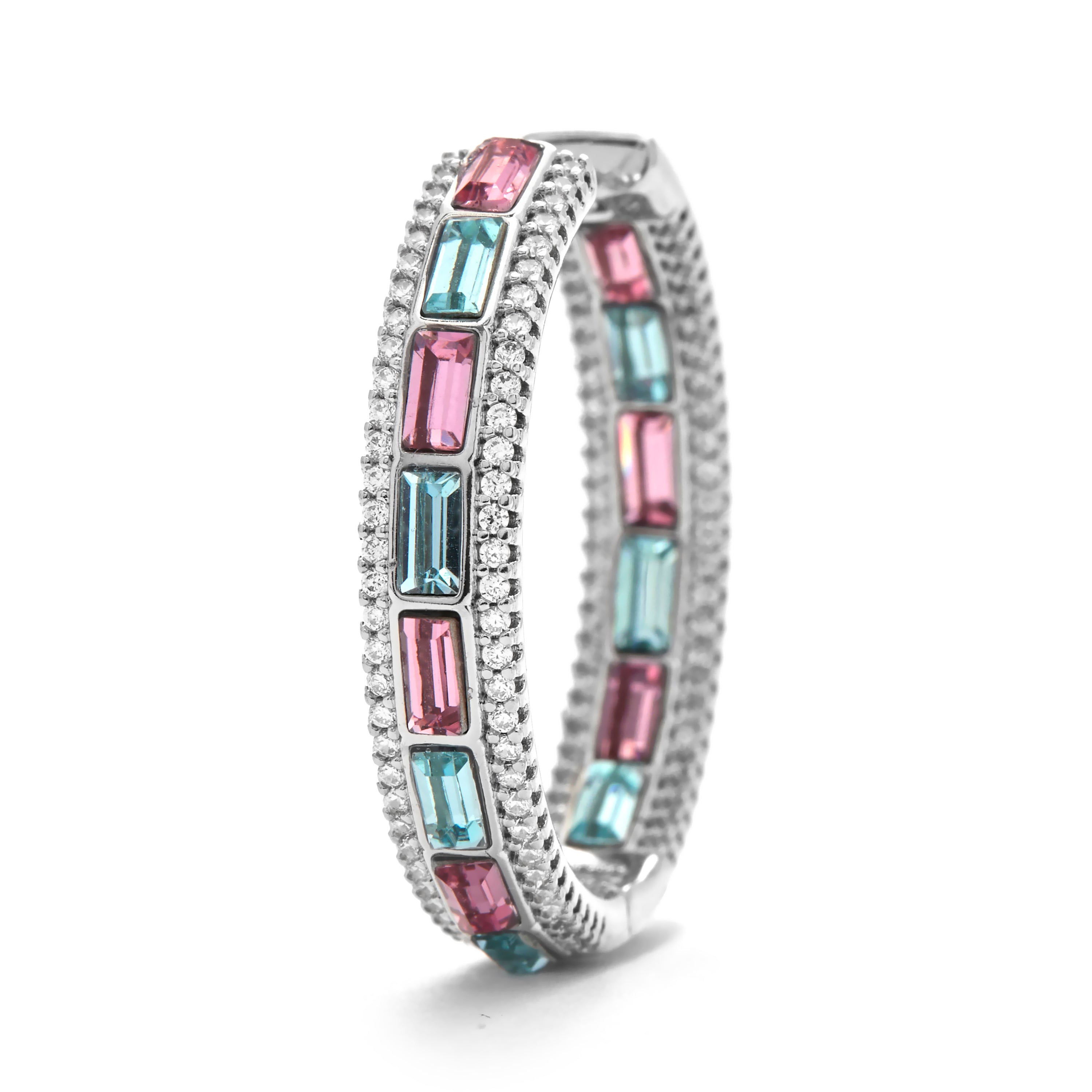 Boucles d'oreilles en zircon multicolore finition rhodium - Niue