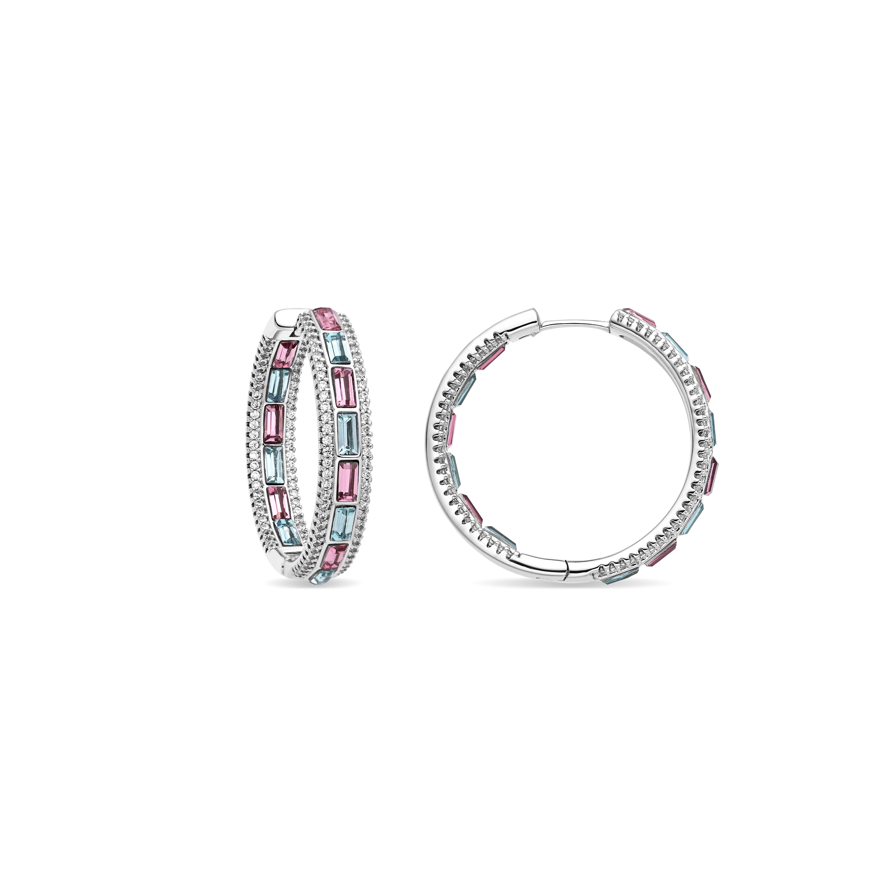 Boucles d'oreilles en zircon multicolore finition rhodium - Niue