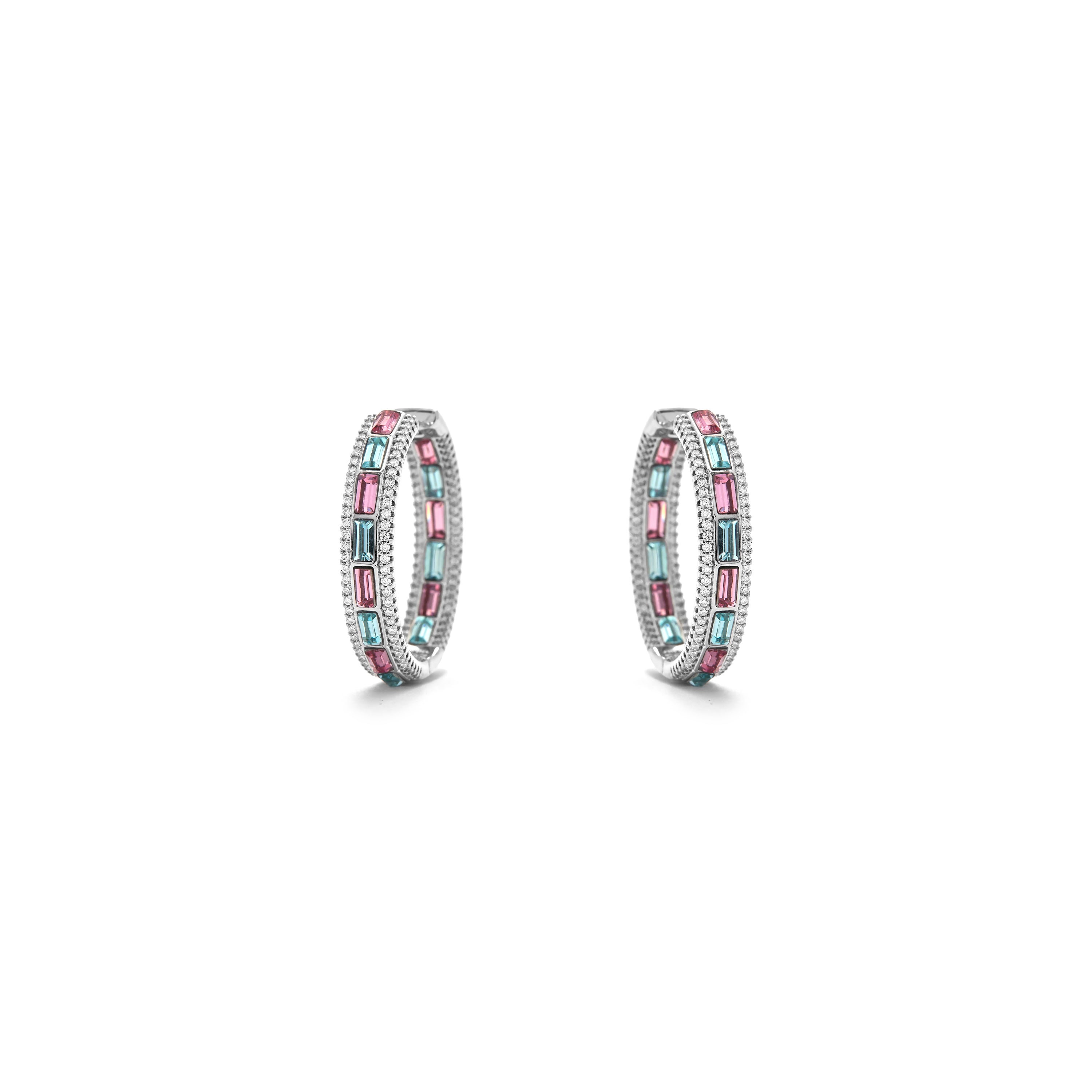 Boucles d'oreilles en zircon multicolore finition rhodium - Niue