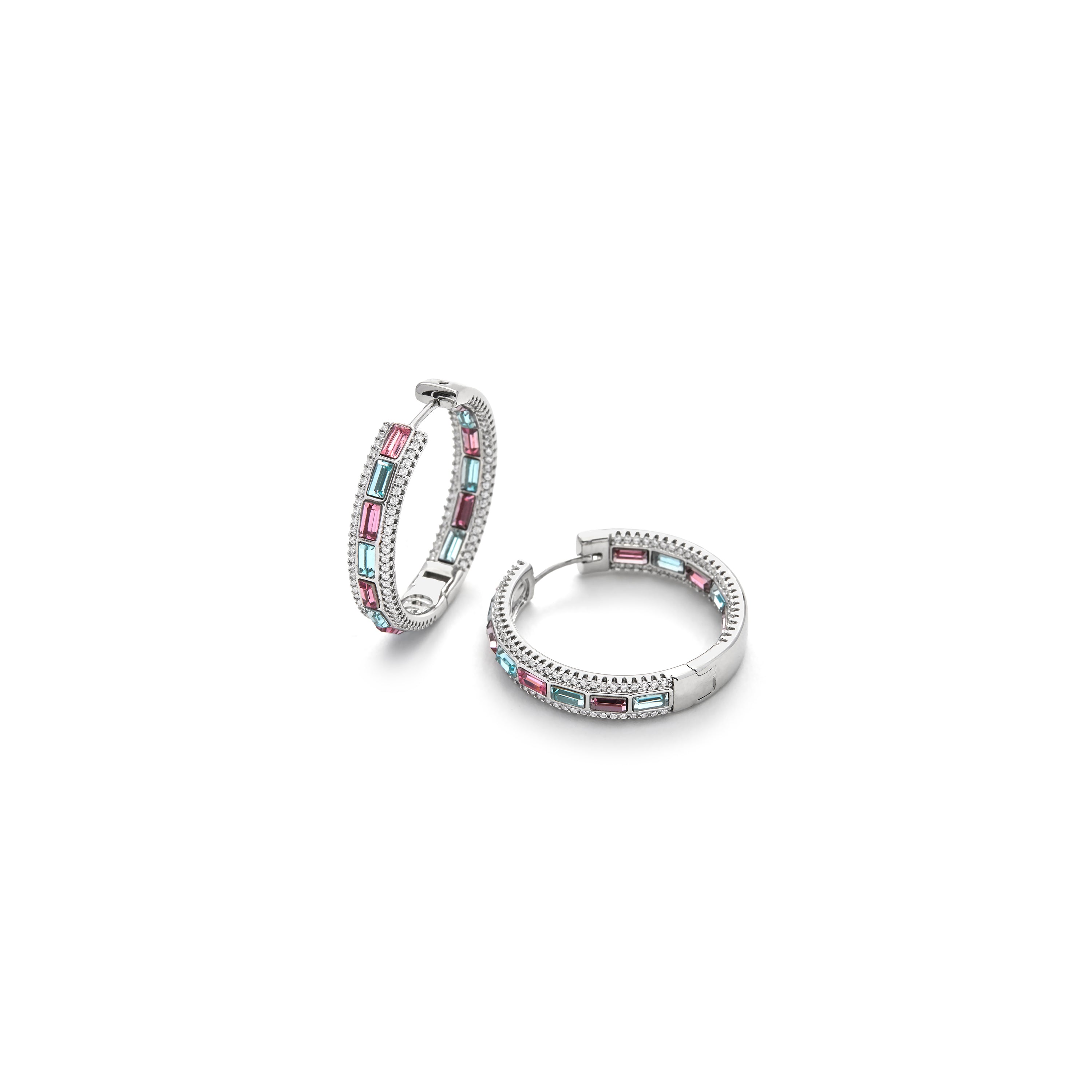 Boucles d'oreilles en zircon multicolore finition rhodium - Niue