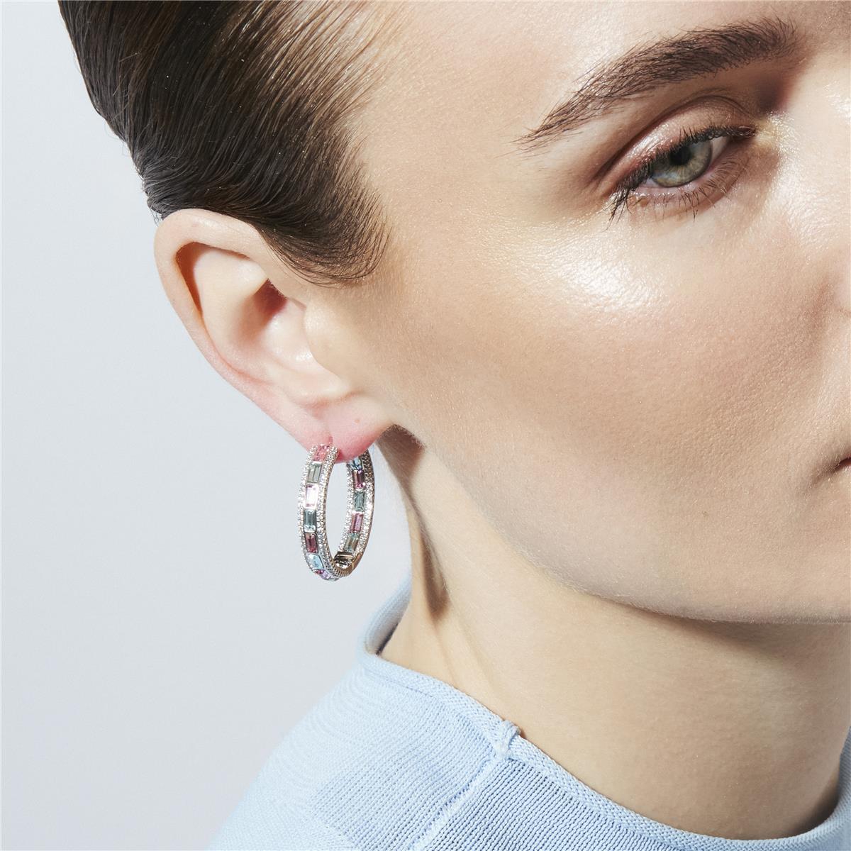 Boucles d'oreilles en zircon multicolore finition rhodium - Niue