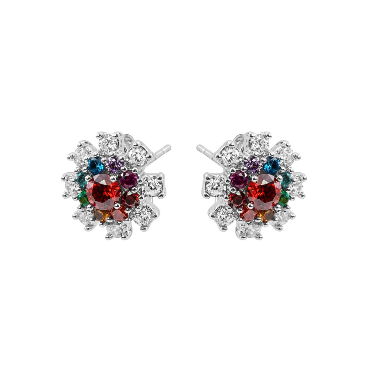 Brincos de Liga de Metal e Zircónia Multicolor com acabamento em ródio - Necoatl
