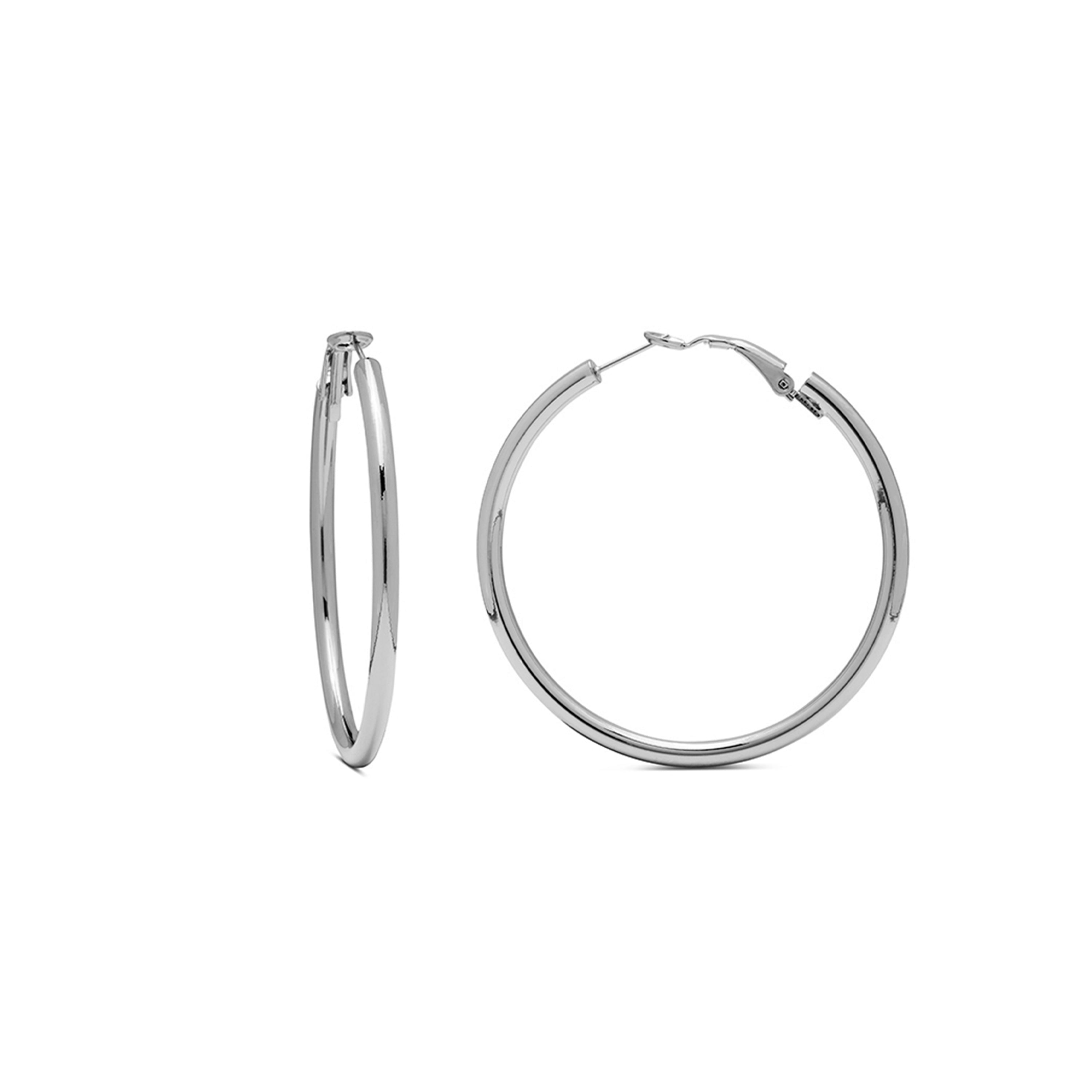 Boucles d'oreilles de 45mm de diamètre finies en rhodium - Shashe