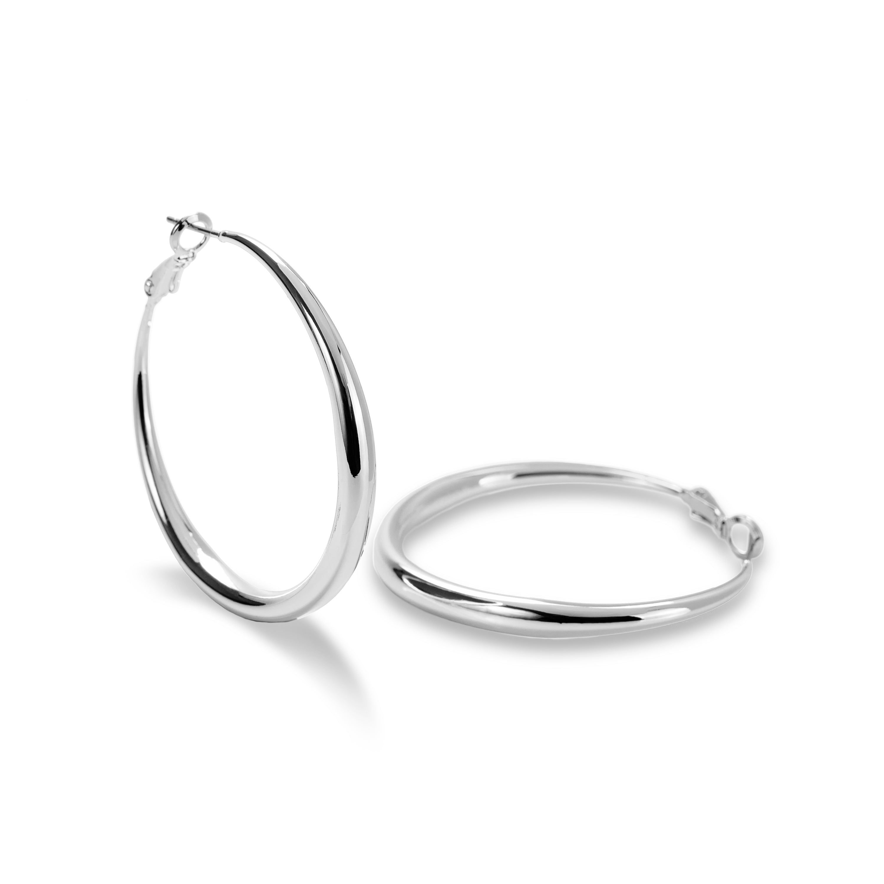 Orecchini di 41mm di diametro con finitura in rodio - Sira