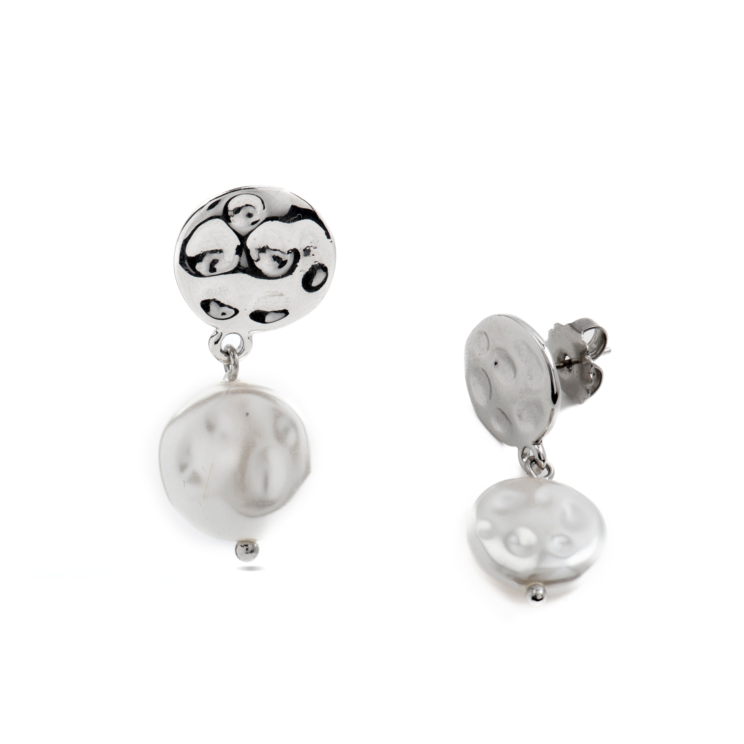 Ohrringe aus Weißer Perle mit Rhodium-Finish - Durdana