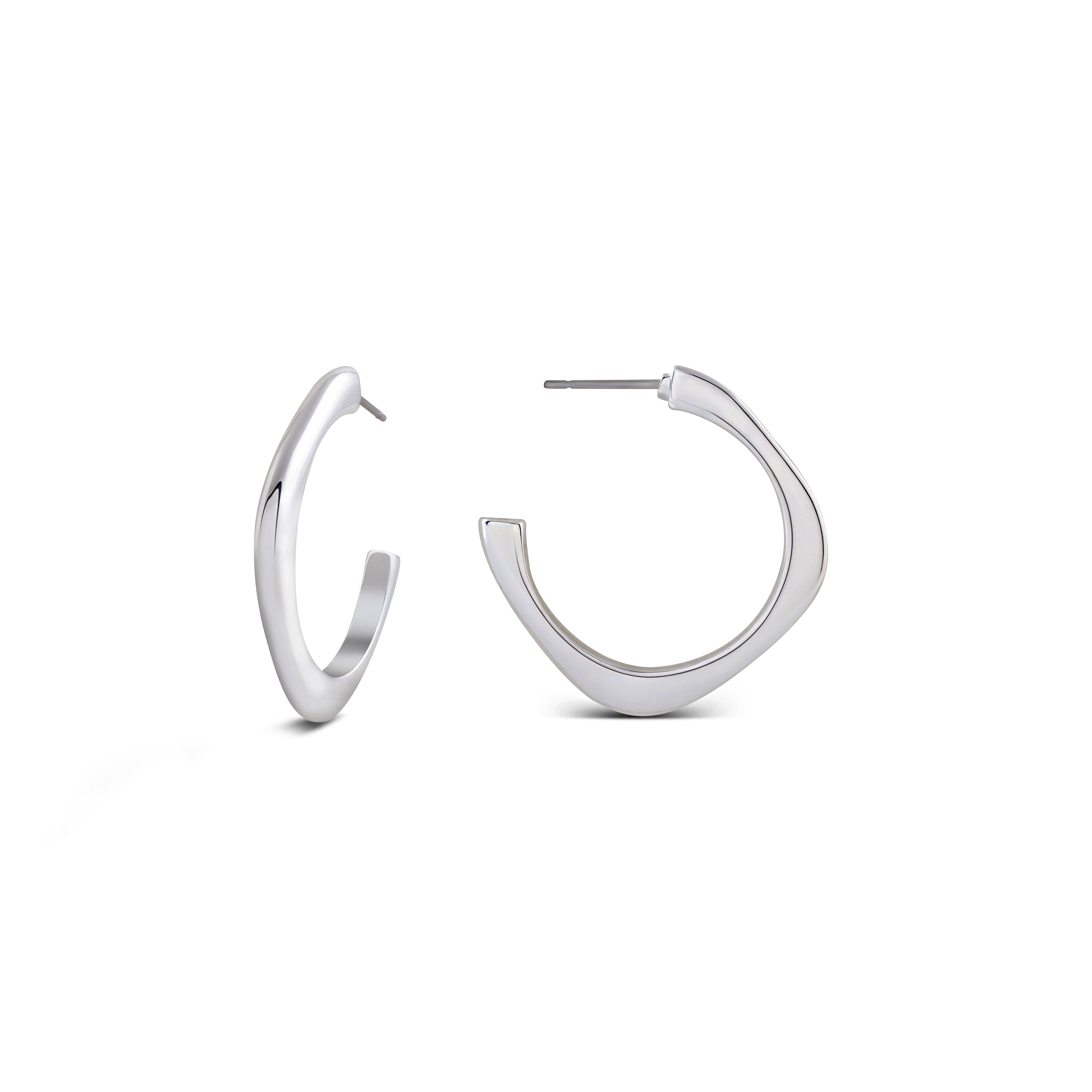 Orecchini di 20mm di diametro con finitura in rodio - Evly