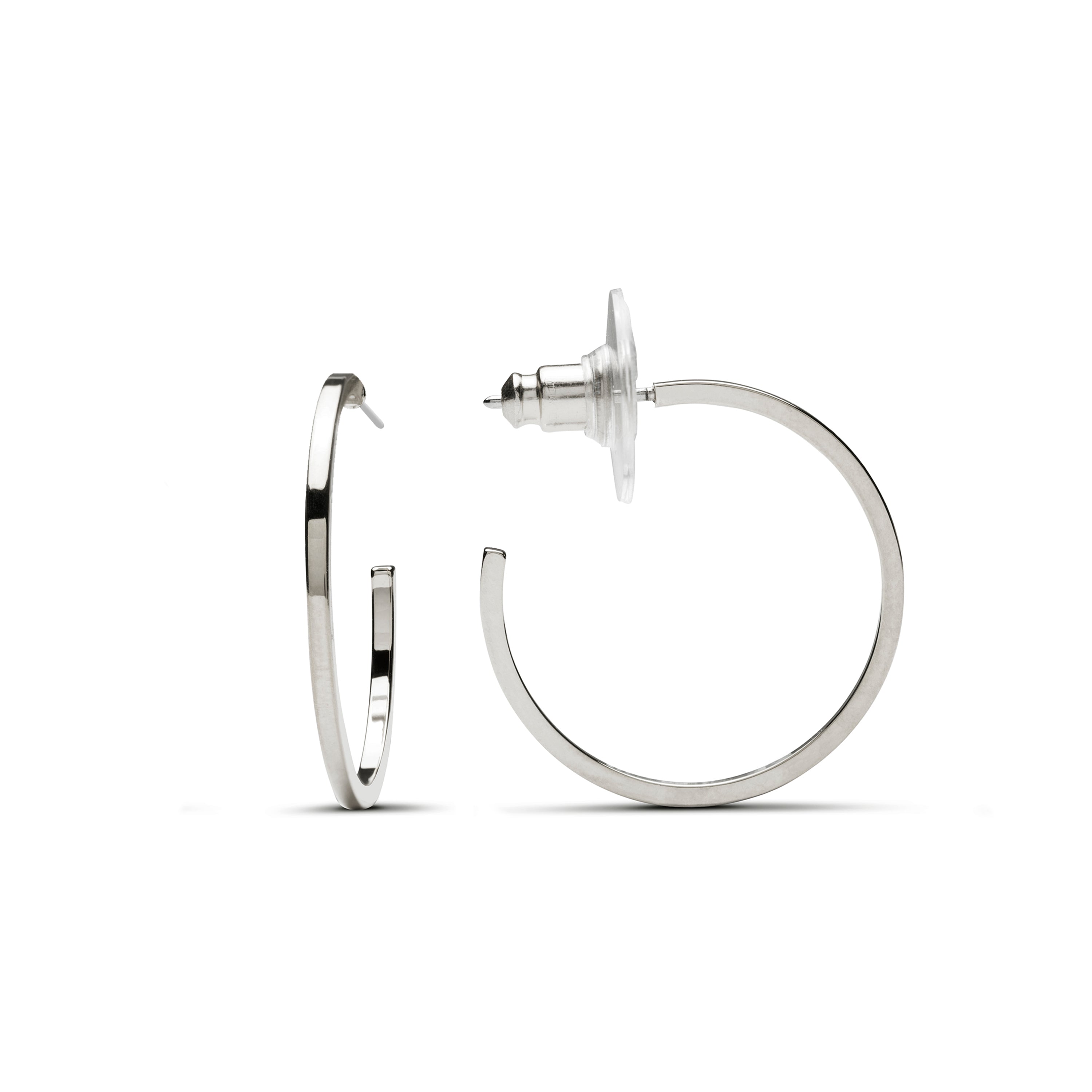 Boucles d'oreilles de 27mm de diamètre finition rhodium - Baal