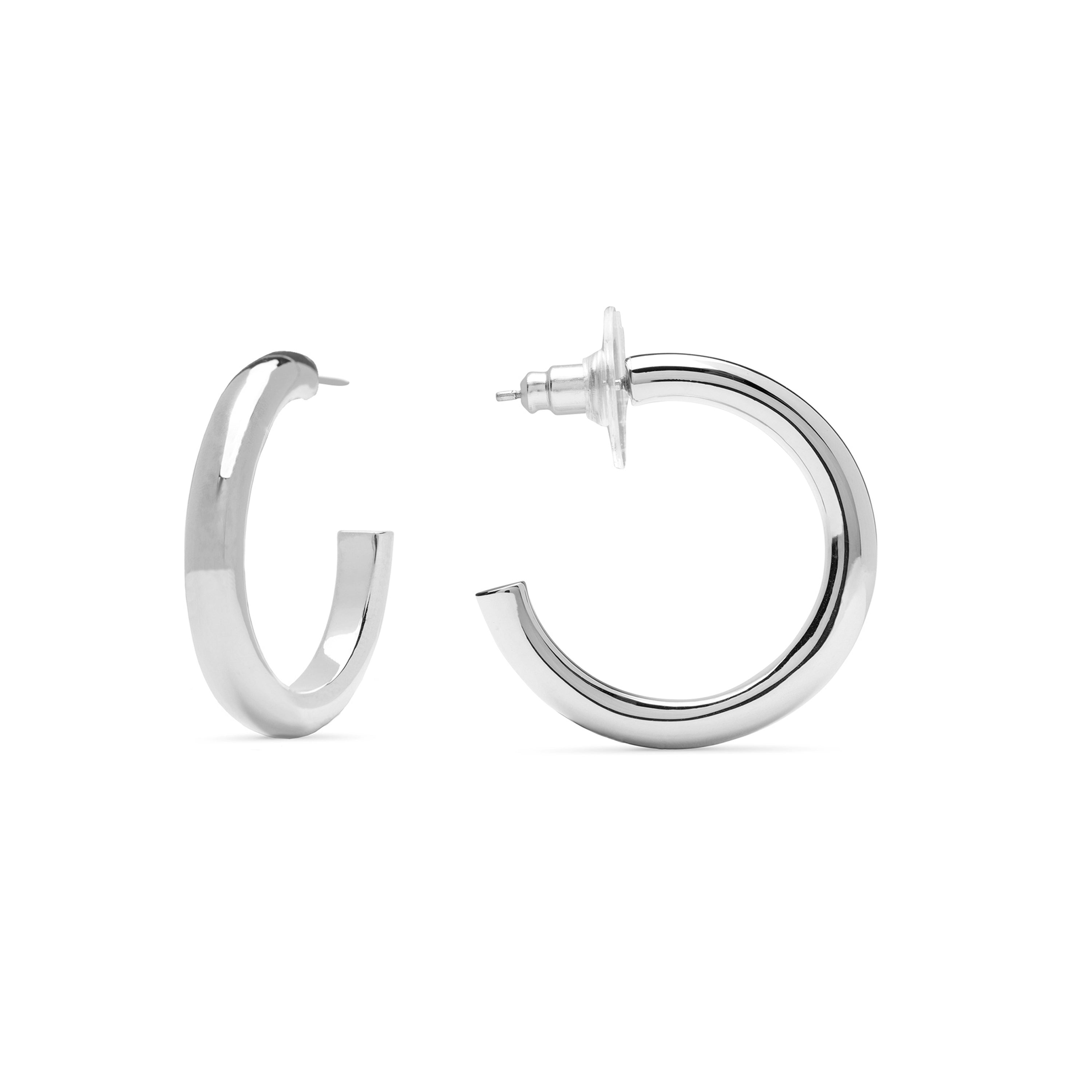 Brincos de 29mm de diâmetro com acabamento em ródio - Maret