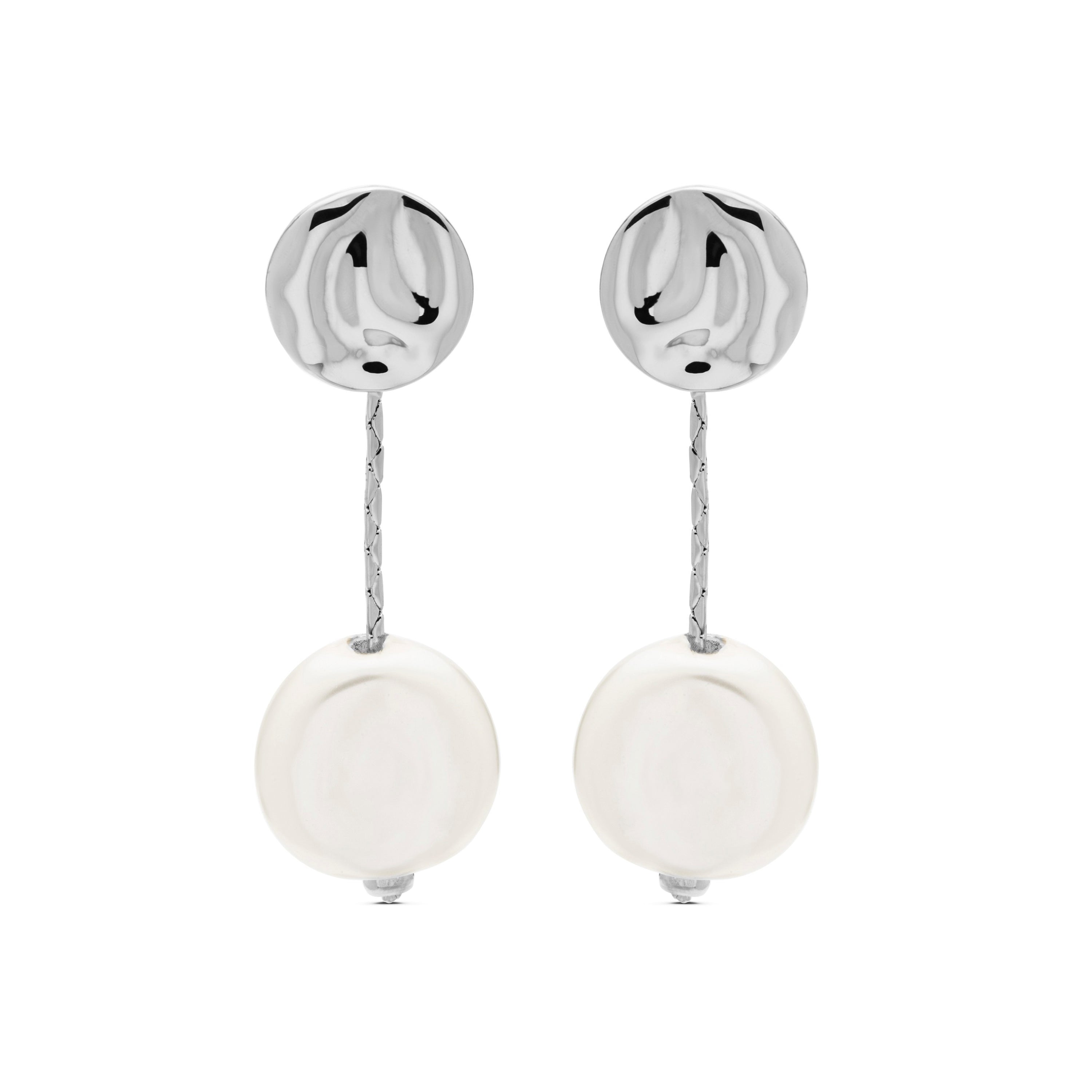 Boucles d'oreilles en perle blanche finition rhodium - Vidthas