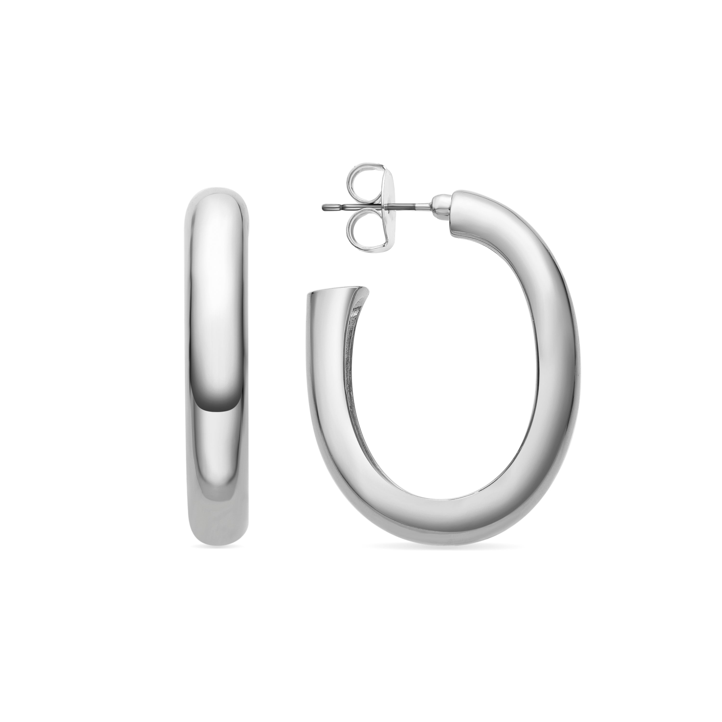 Brincos de 36mm de diâmetro com acabamento em ródio - Hewcar