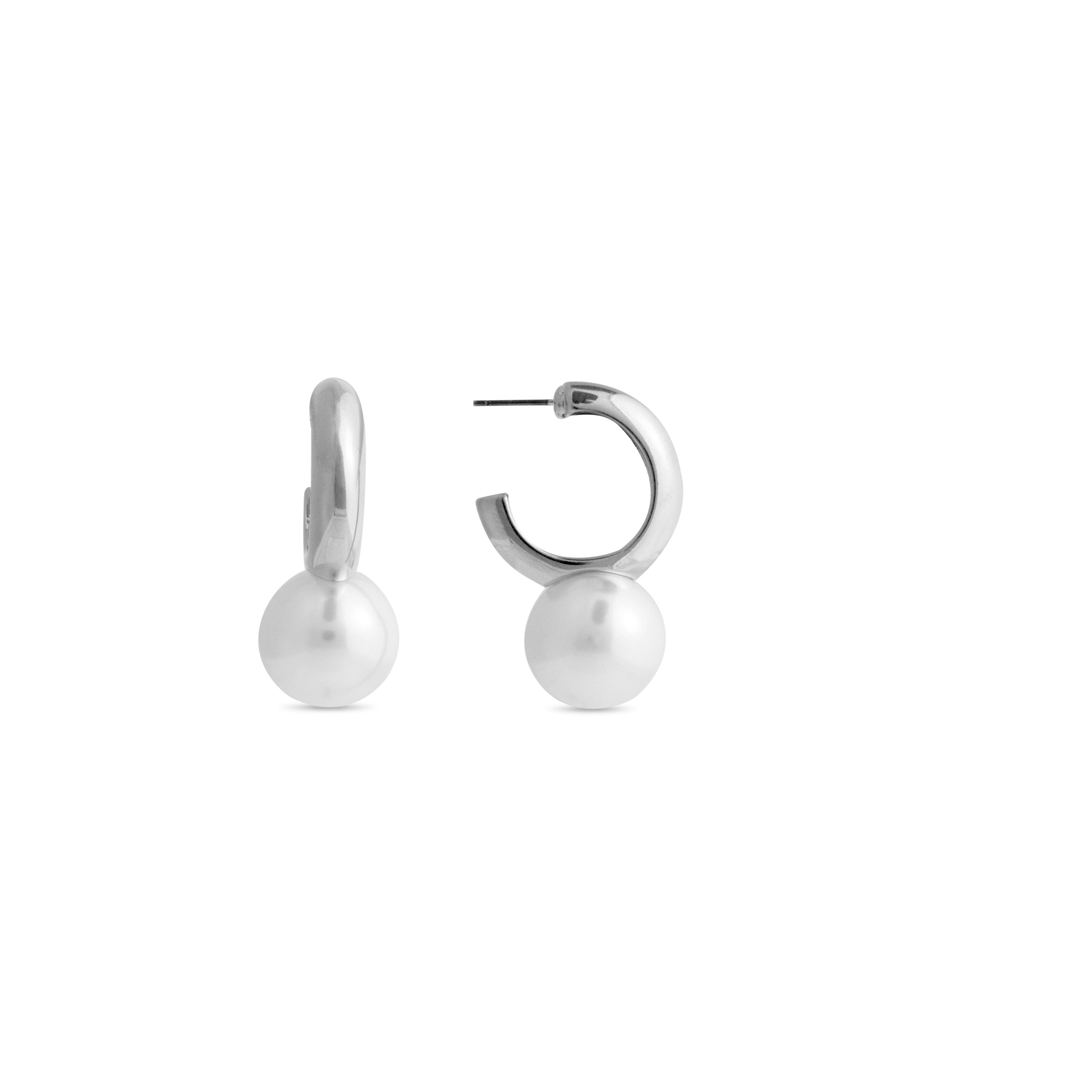 Orecchini in Perla Bianca finiti in rodio - Nesh