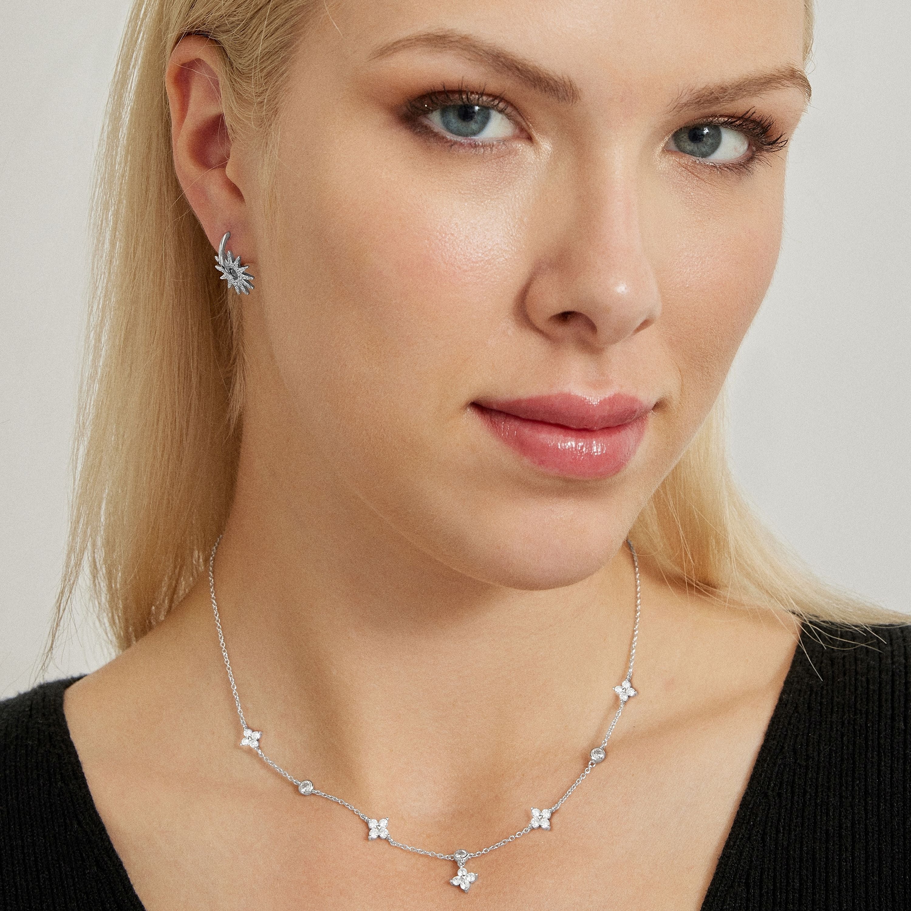 Rhodium-finished earrings - Alor