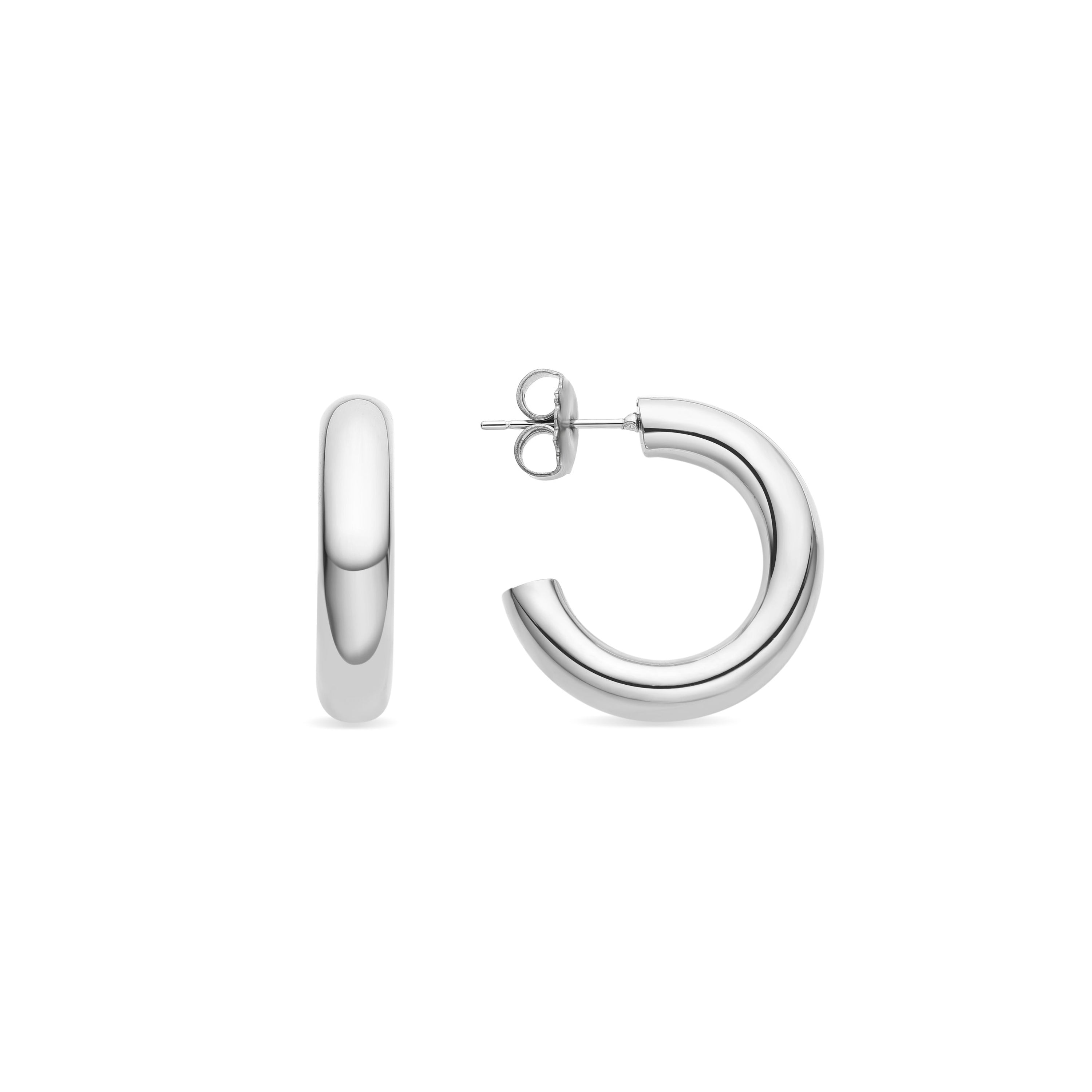 Boucles d'oreilles de 13mm de diamètre finies en rhodium - Shiwa