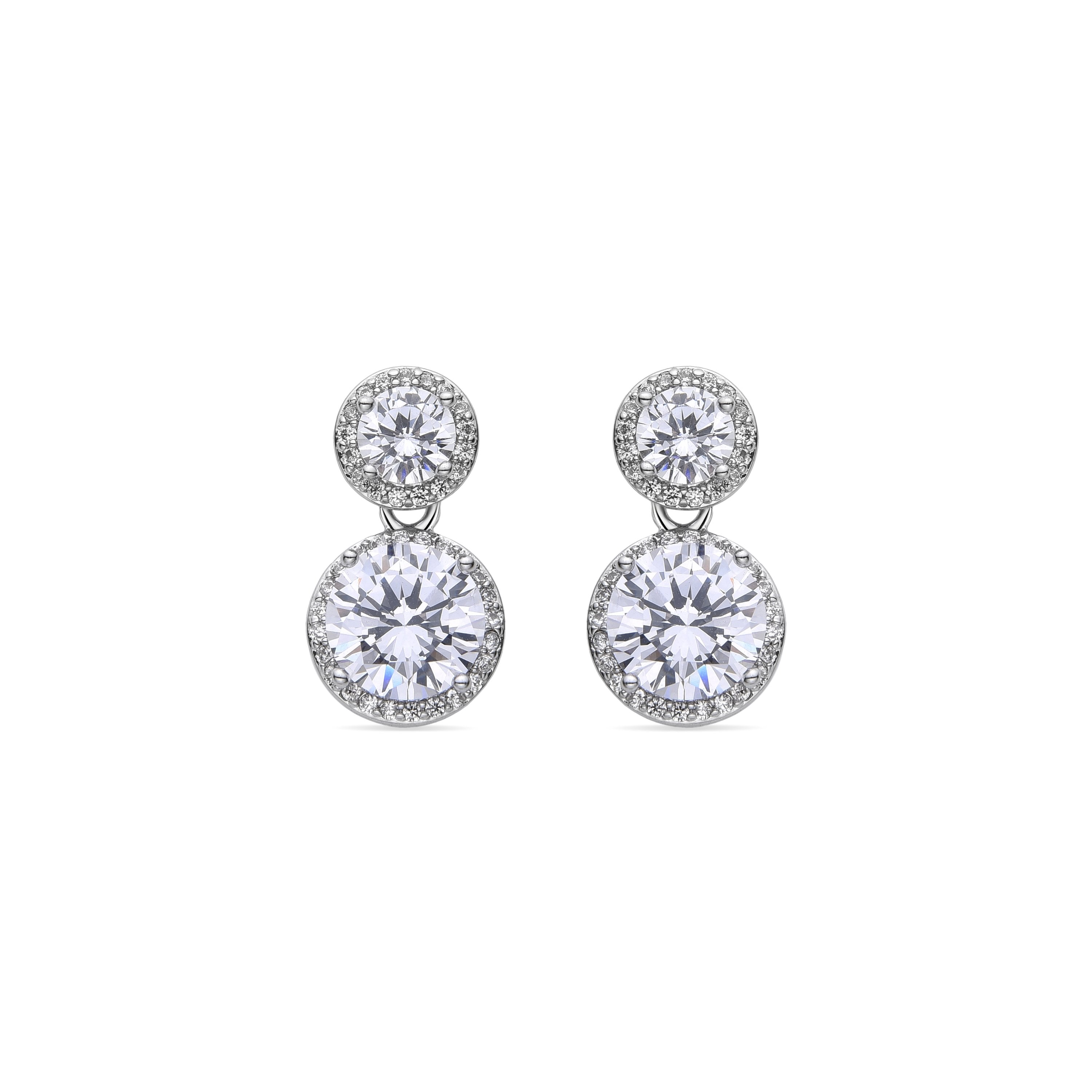 Kium Rhodium Finished Shiny Zirconia Earrings