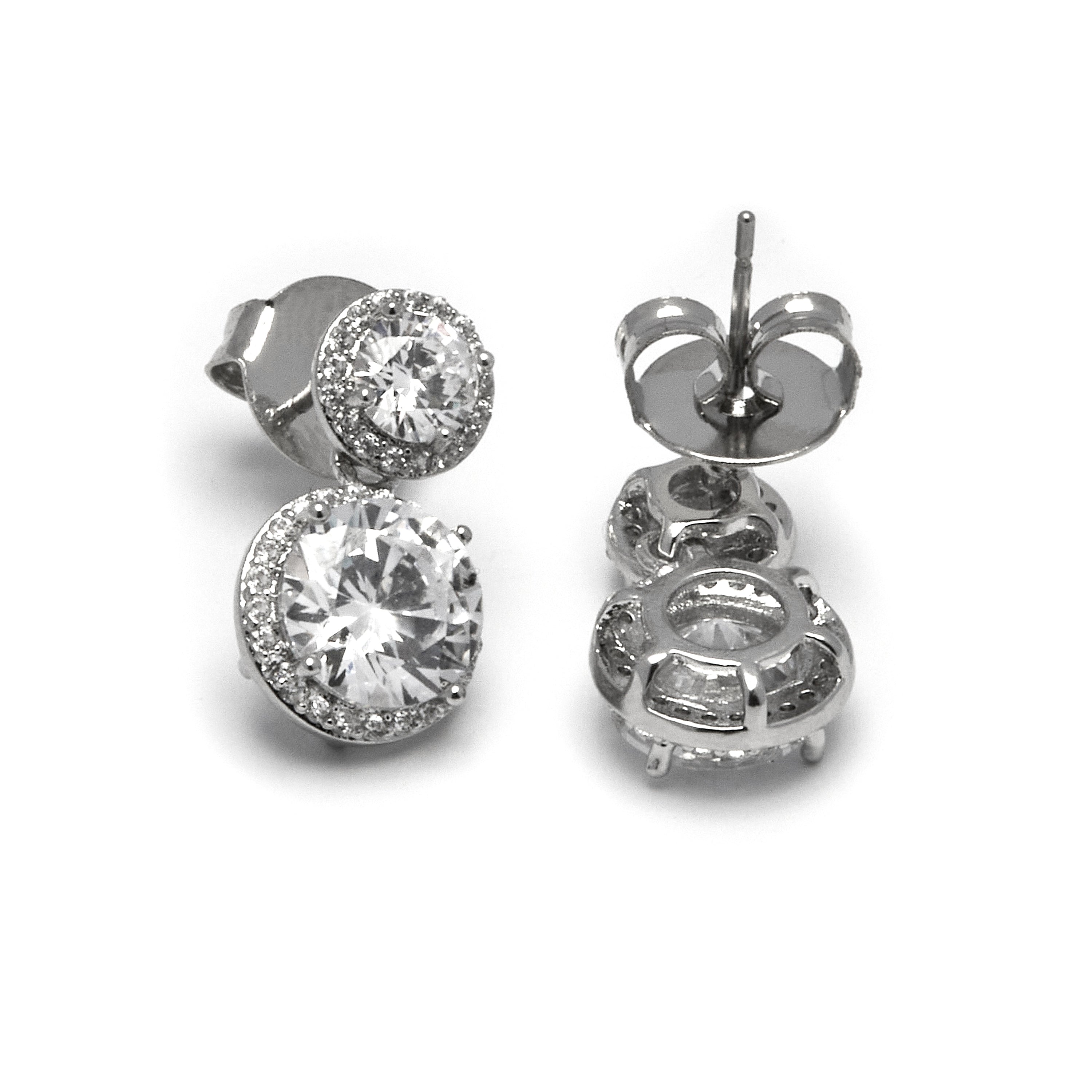 Boucles d'oreilles en zircon brillant finition rhodium - Kium