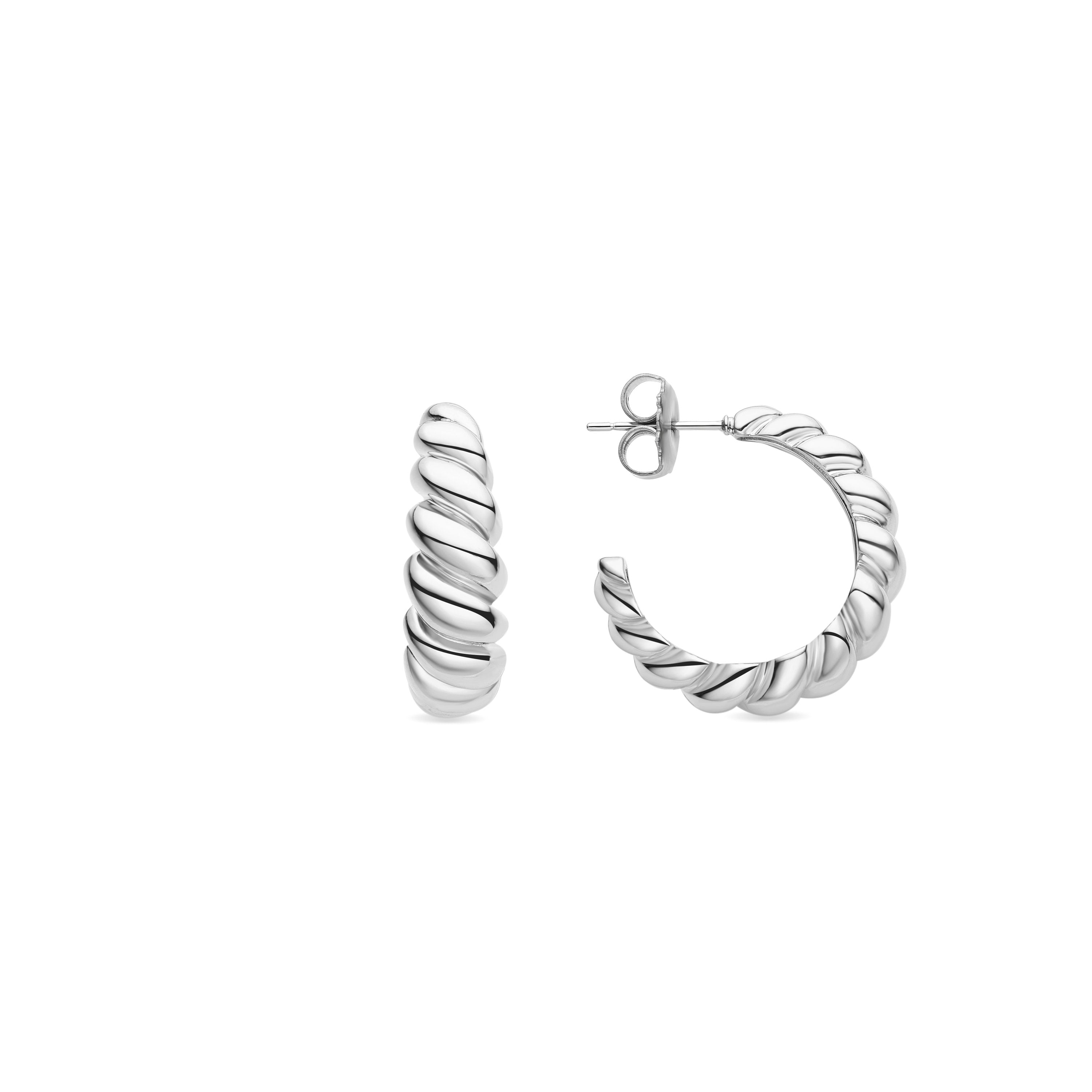 Boucles d'oreilles de 16mm de diamètre finies en rhodium - Intia