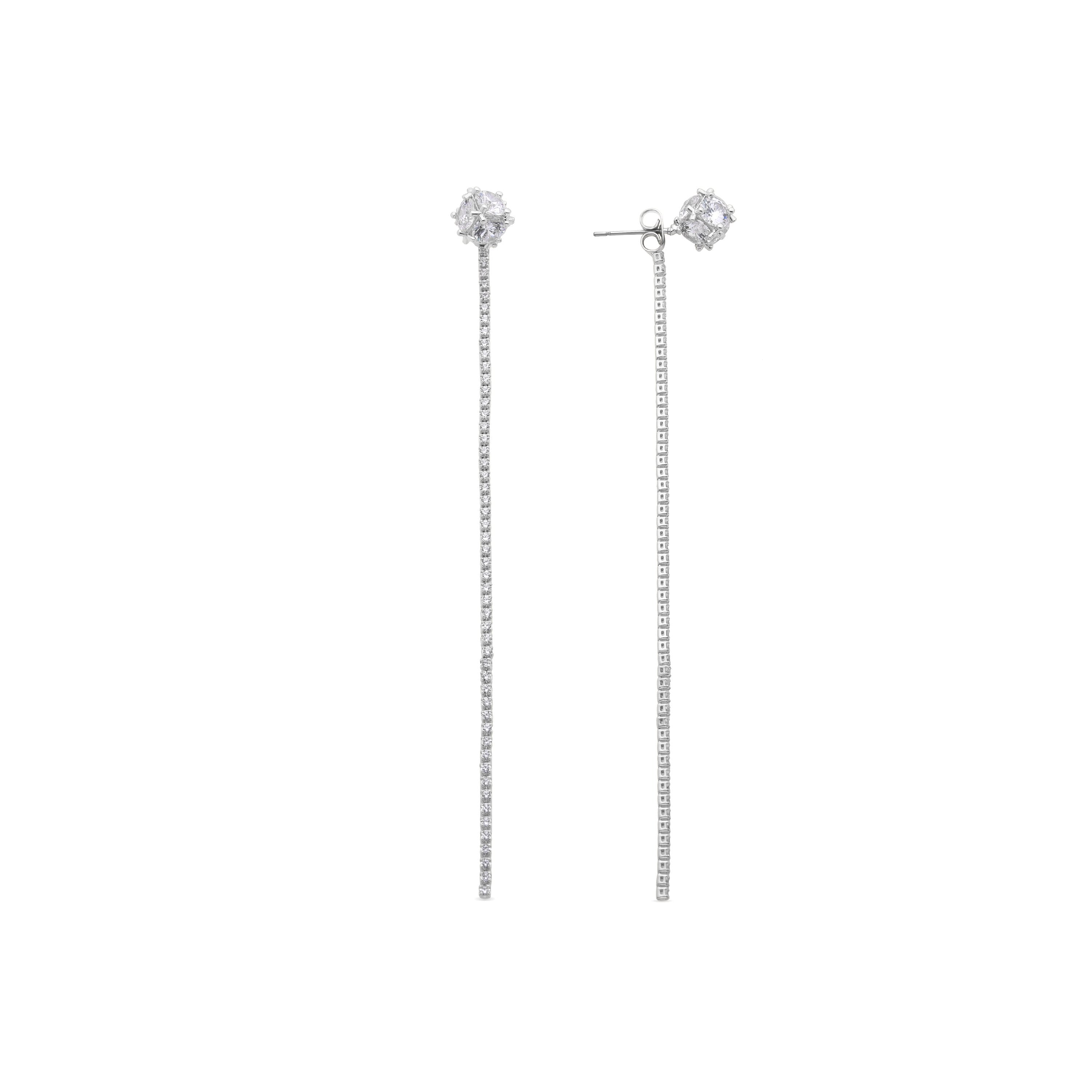 Brilliant Zirconia Earrings finished in rhodium - Kyur
