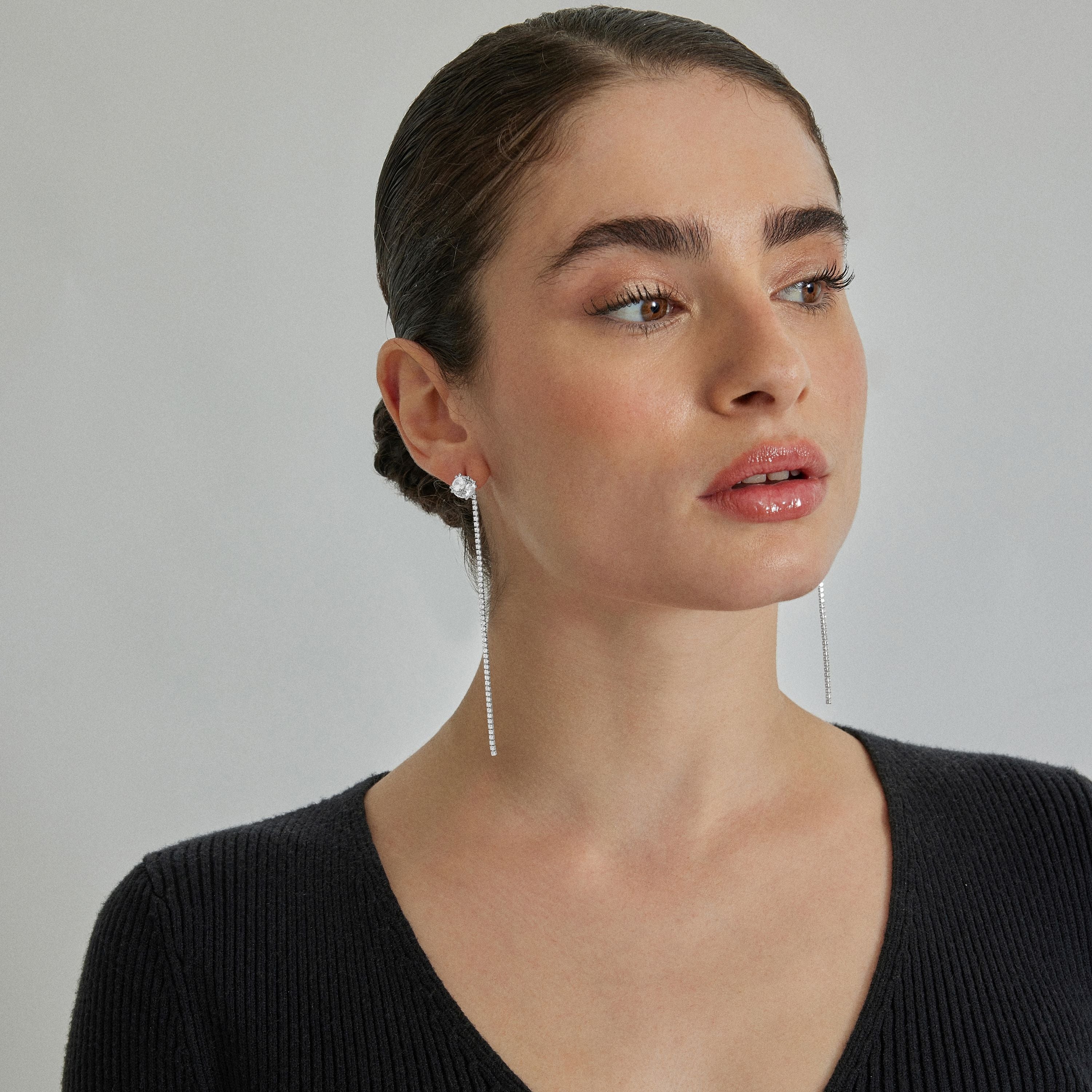 Brilliant Zirconia Earrings finished in rhodium - Kyur